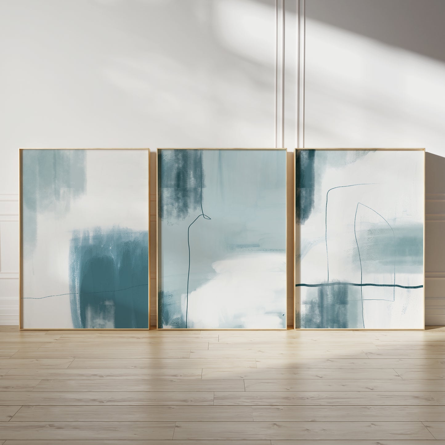 Set of 3 Blue Abstract Art Prints