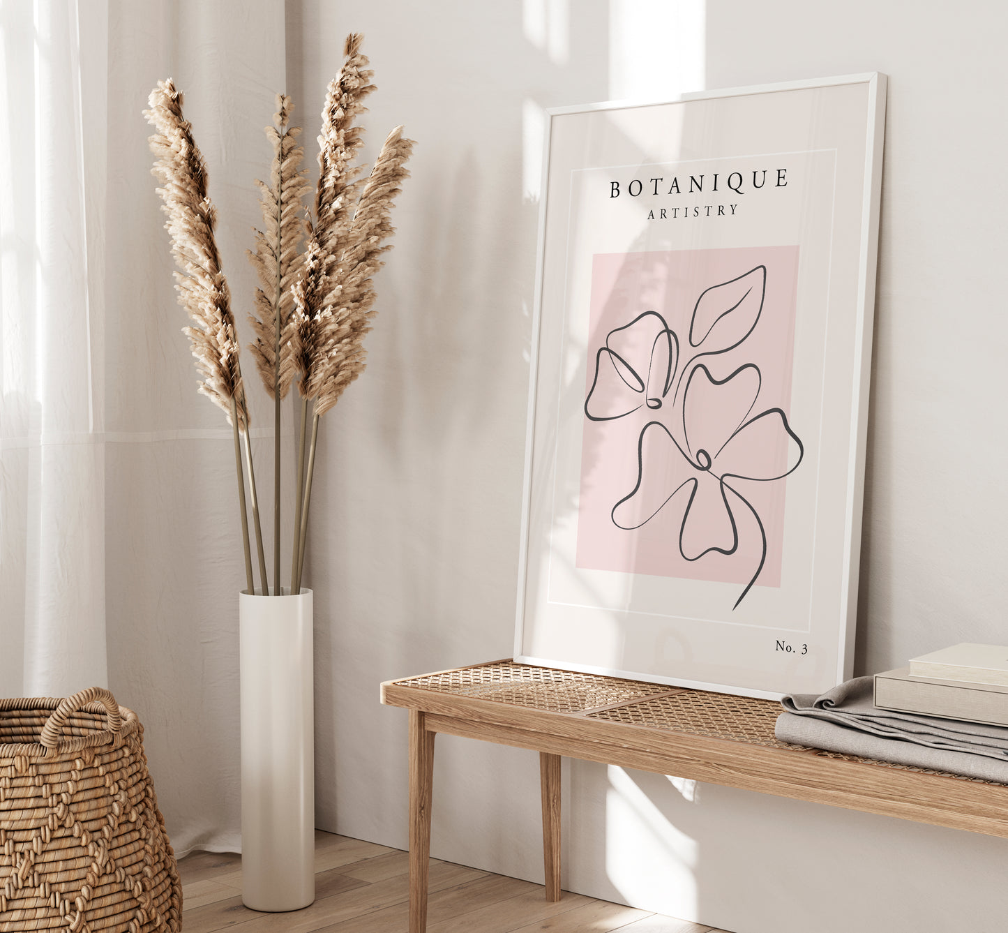 Set of 3 Pink Botanical Wall Art Prints