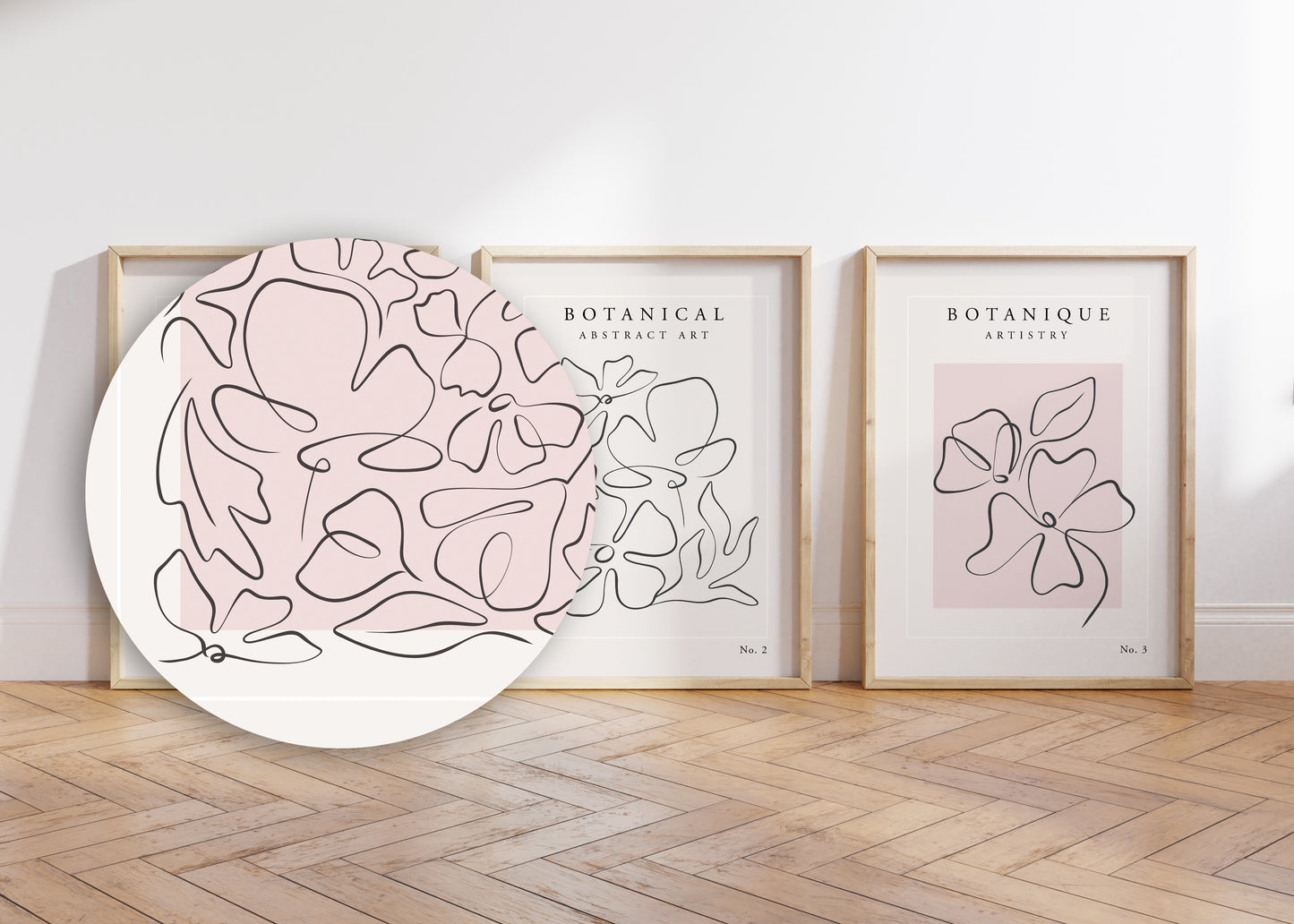 Set of 3 Pink Botanical Wall Art Prints