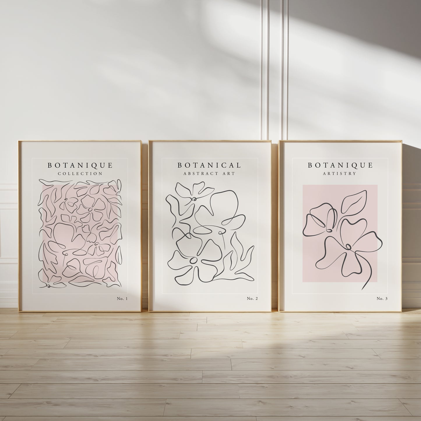 Set of 3 Pink Botanical Wall Art Prints