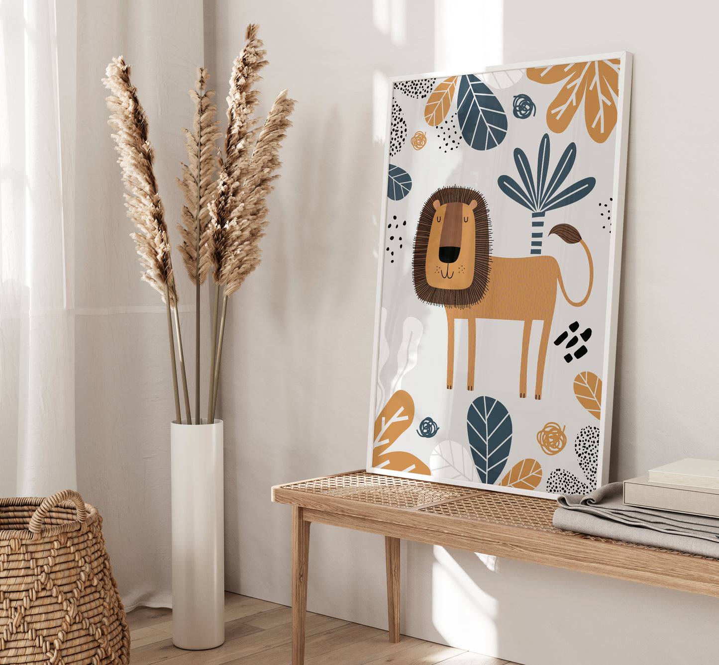 Set of 3 Blue & Grey Safari Nursery Wall Art