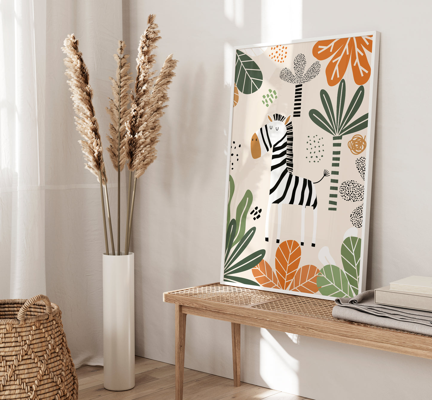 Set of 3 Orange & Green Safari Nursery Wall Art Prints