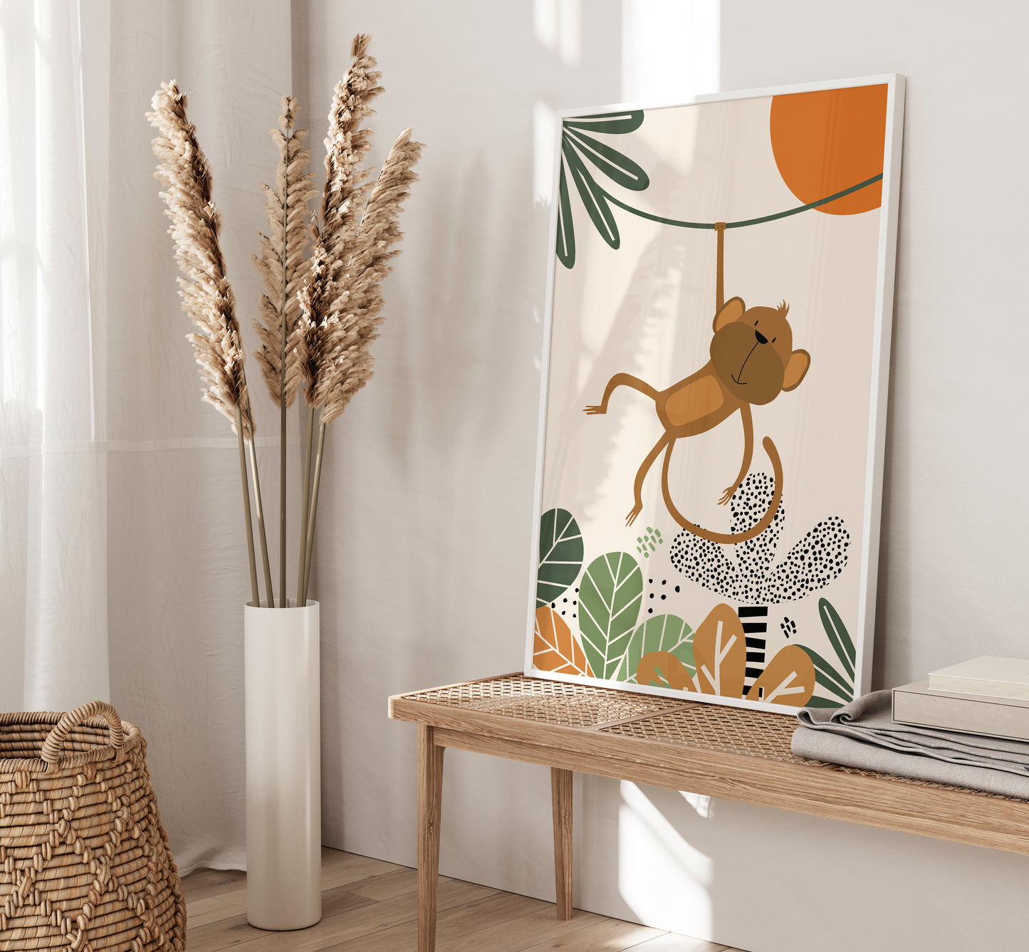 Set of 3 Orange & Green Safari Nursery Wall Art Prints