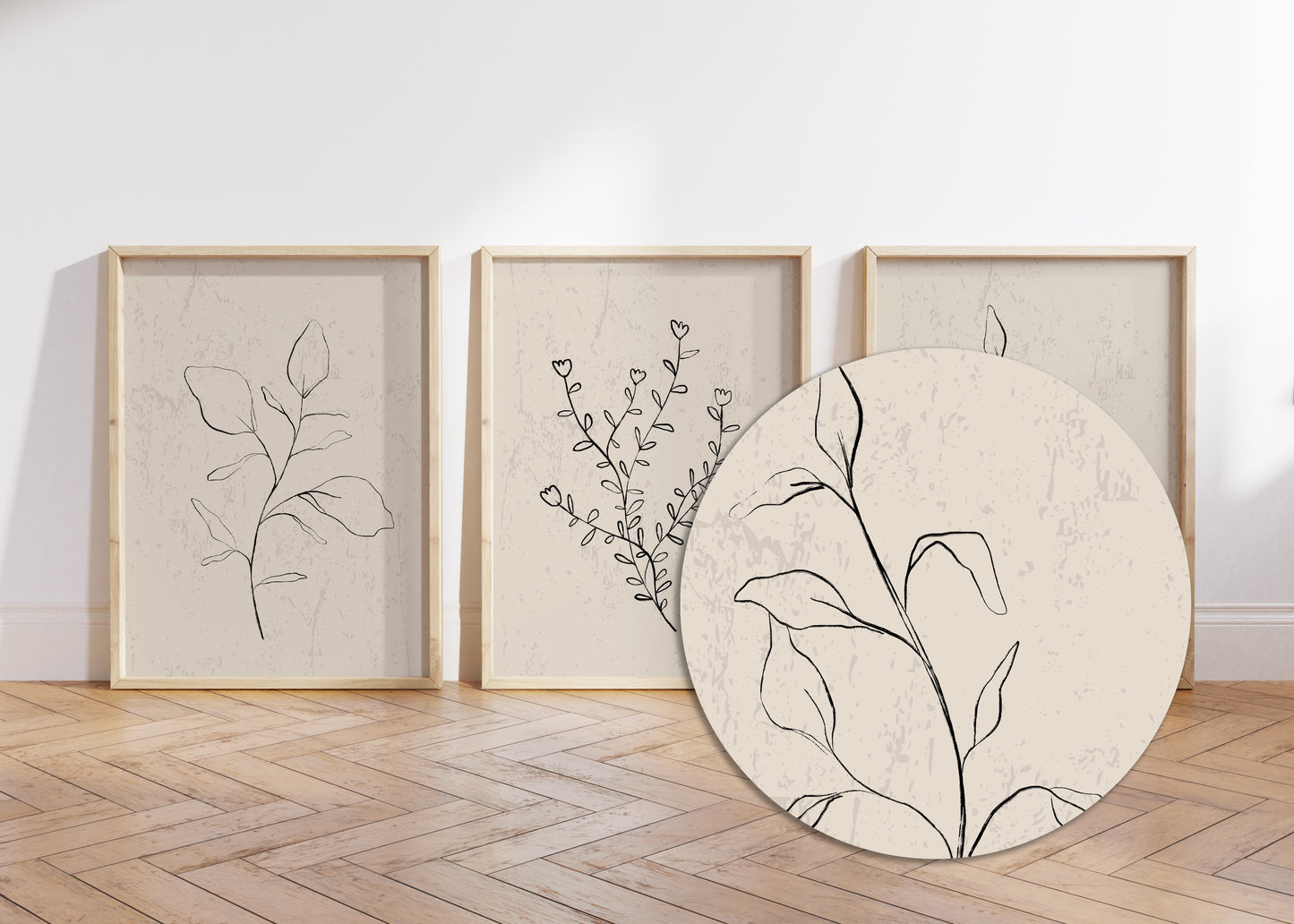 Set of 3 Neutral Botanical Wall Art Prints