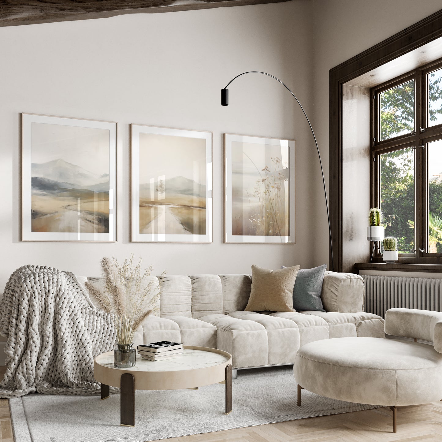 Set of 3 Neutral Landscape Abstract Wall Art Prints