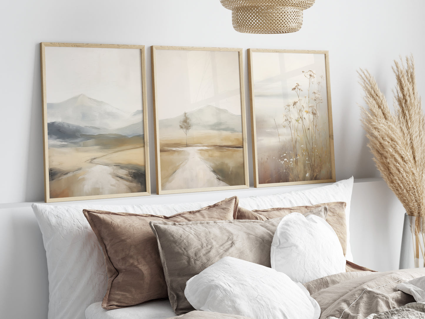 Set of 3 Neutral Landscape Abstract Wall Art Prints