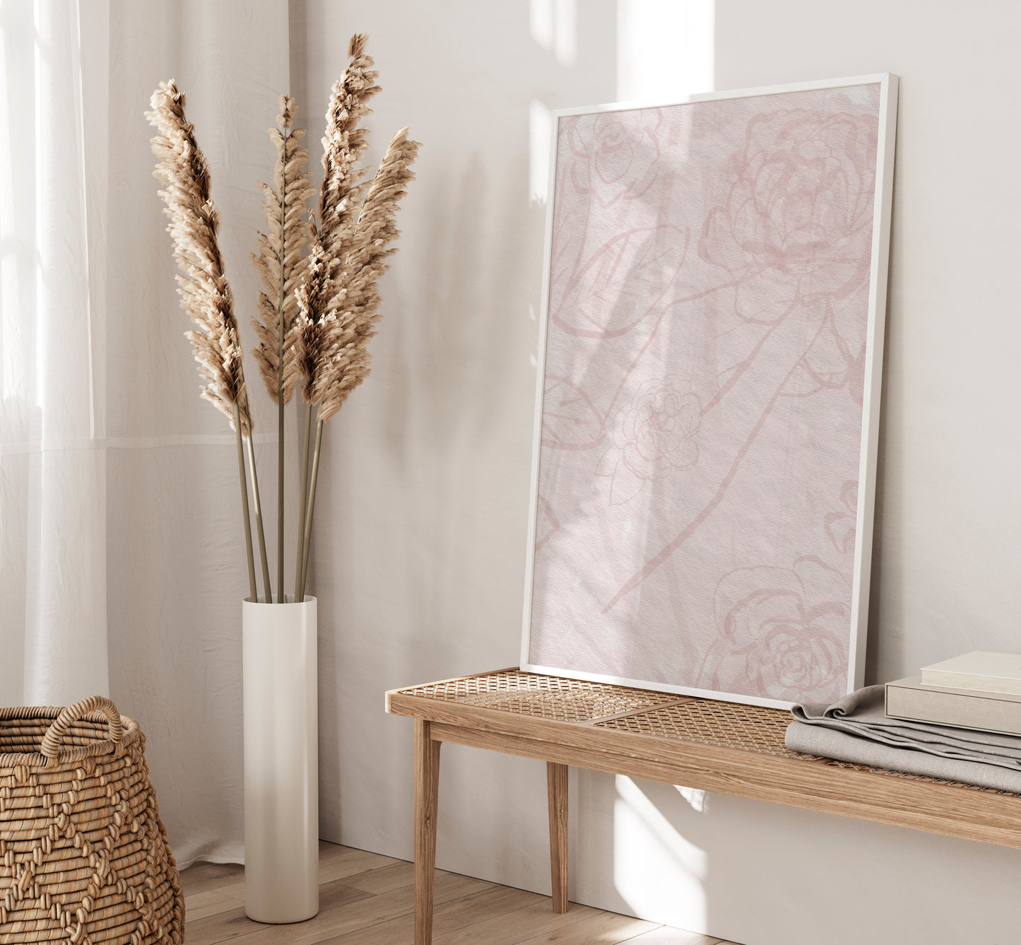Set of 3 Pink Floral Wall Art Prints