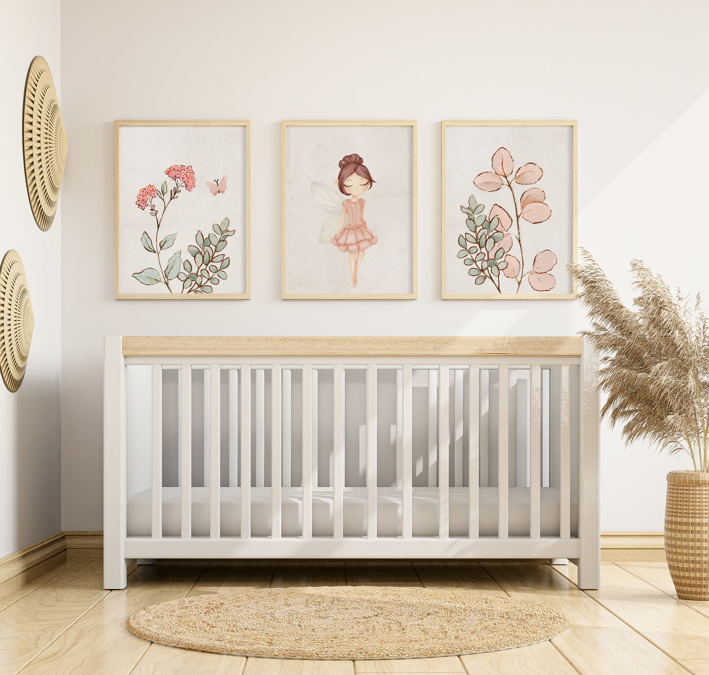 Set of 3 Girls Pink Fairy Bedroom Art Prints