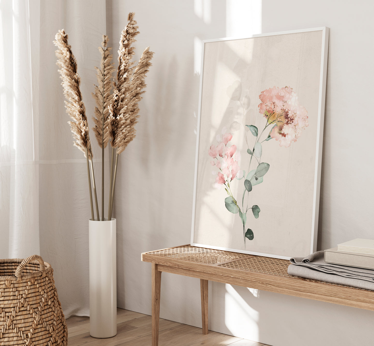 Set of 3 Pink floral Bunny Nursery Prints