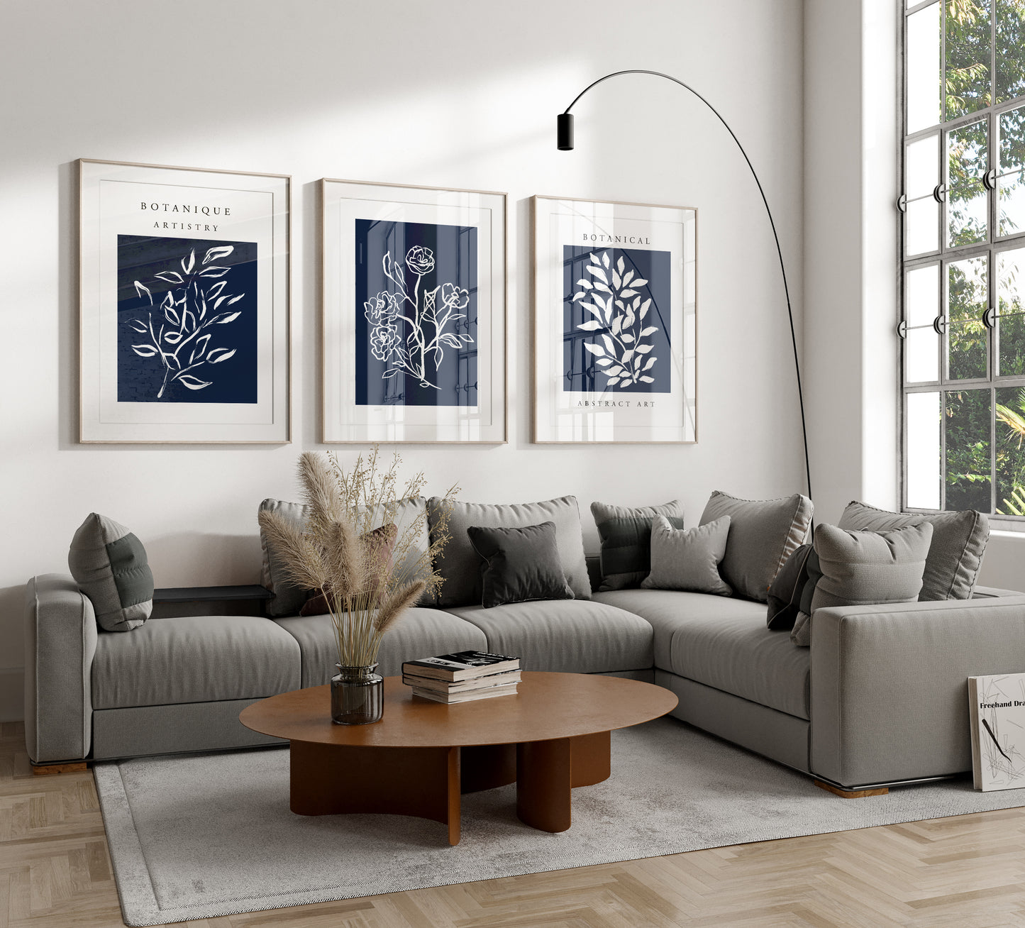 Set of 3 Blue Botanical Wall Prints