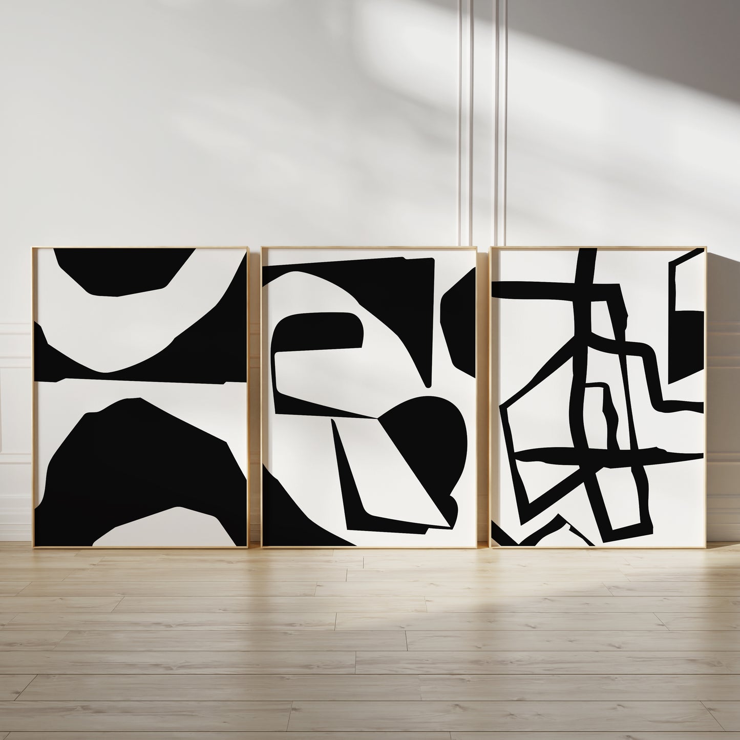 Set of 3 Mono Abstract Wall Art Prints