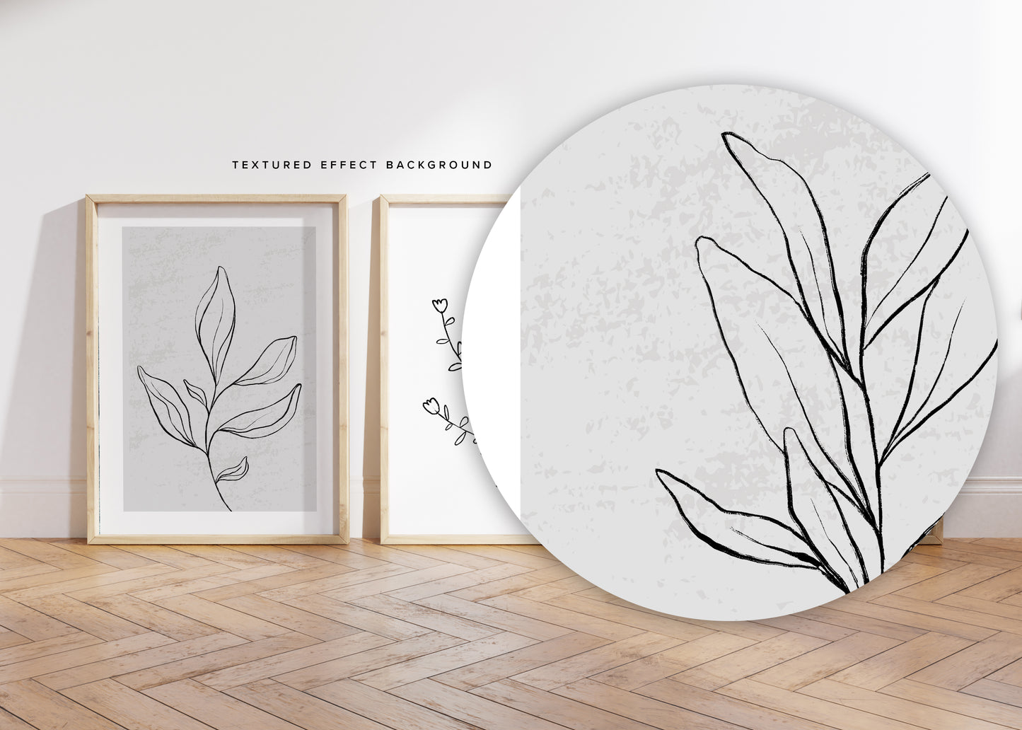 Set of 3 Grey Plant Line Art Wall Prints