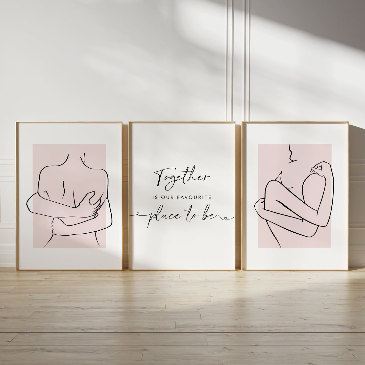 Set of 3 Pink Couples Bedroom Wall Prints
