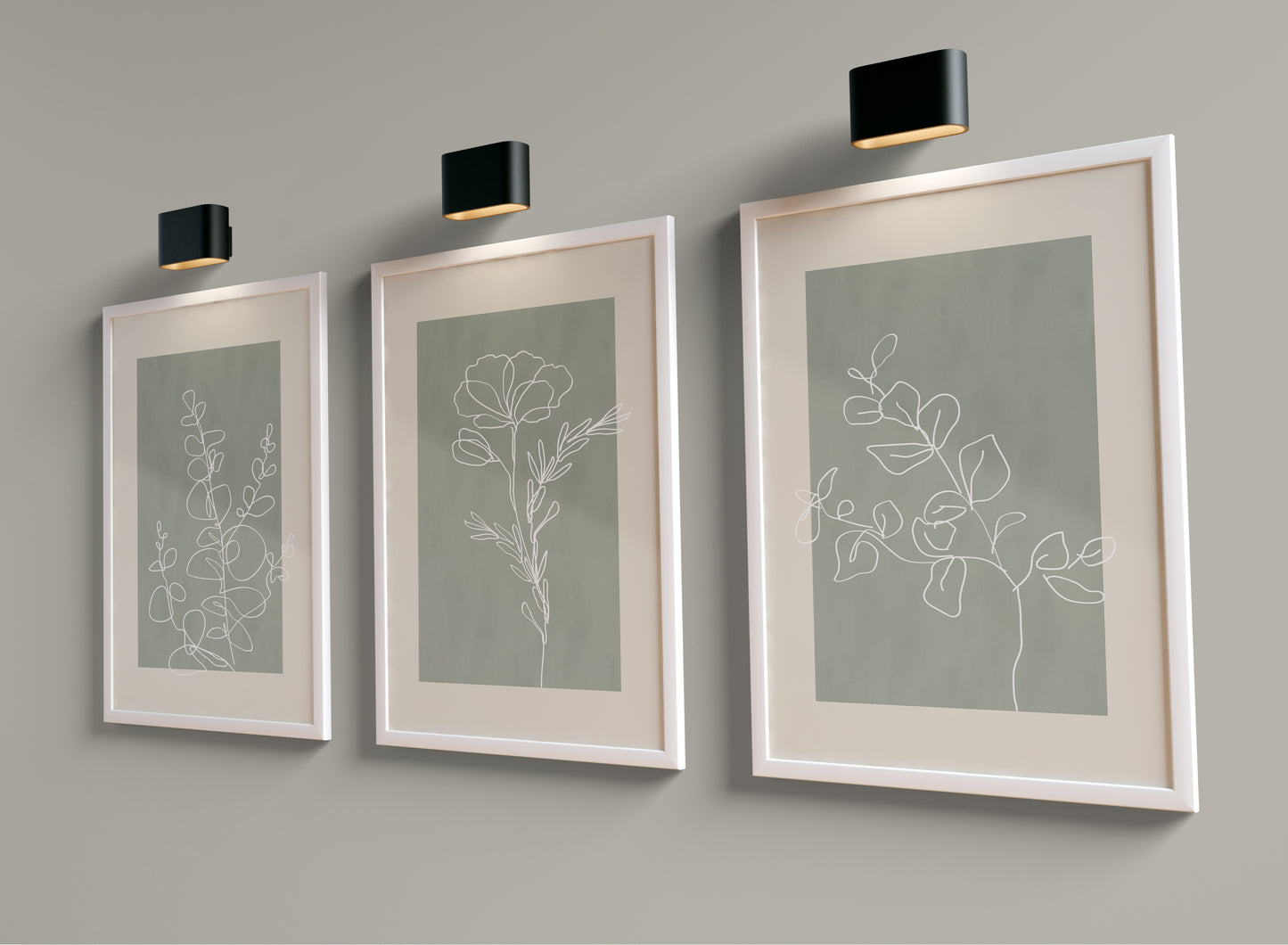 Set of 3 Sage Green Botanical Wall Prints