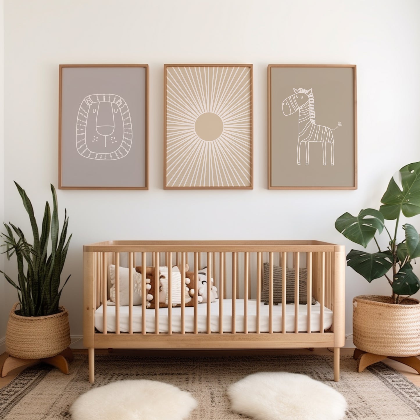 Set of 3 Safari Animal Nursery Wall Prints