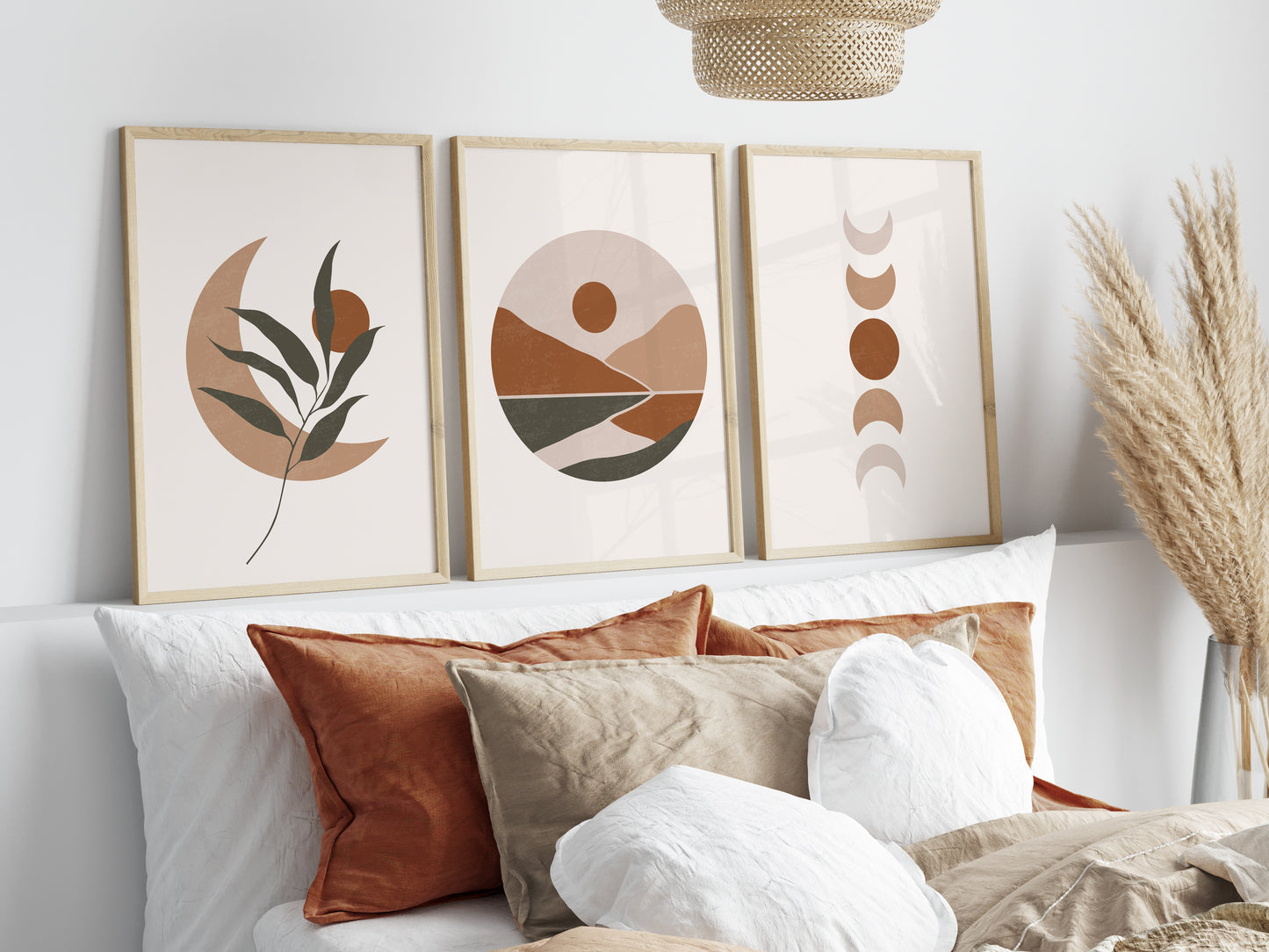 Set of 3 Sun & Moon Boho Wall Art Prints