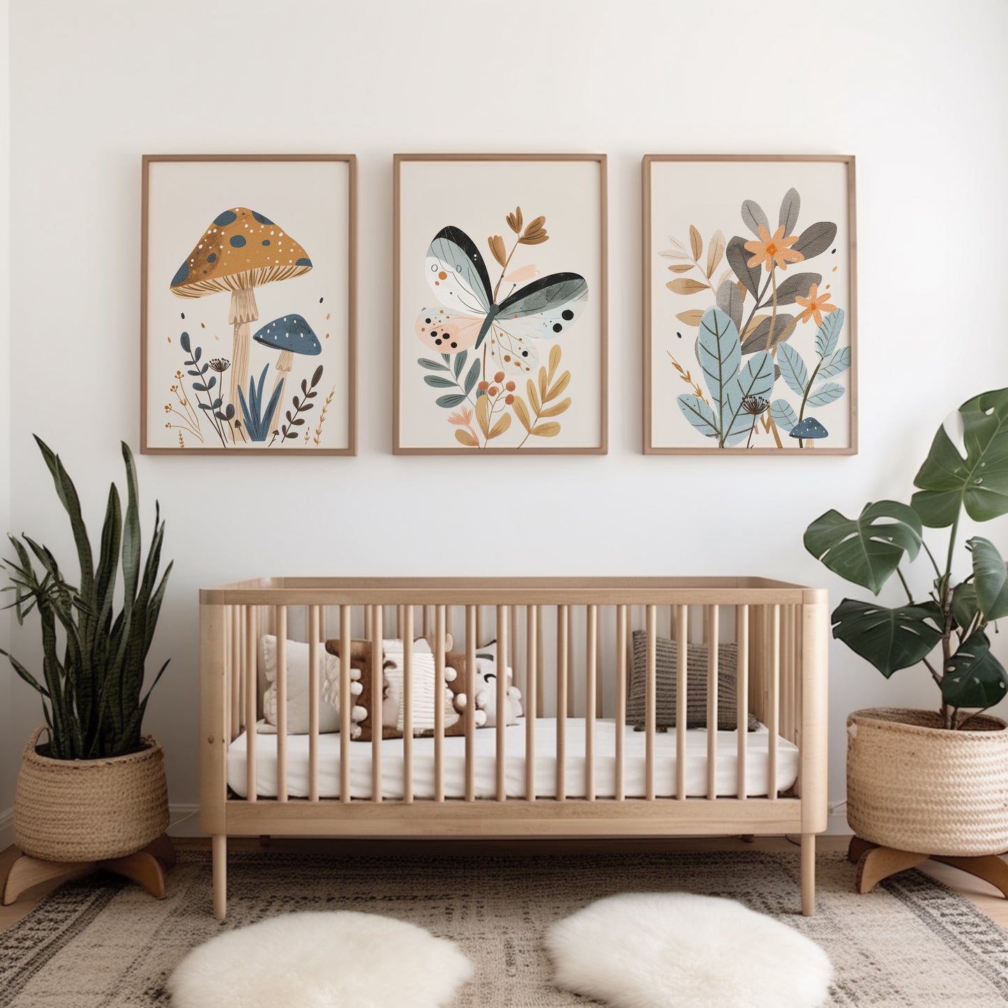 Set of 3 Girls Woodland Bedroom Prints