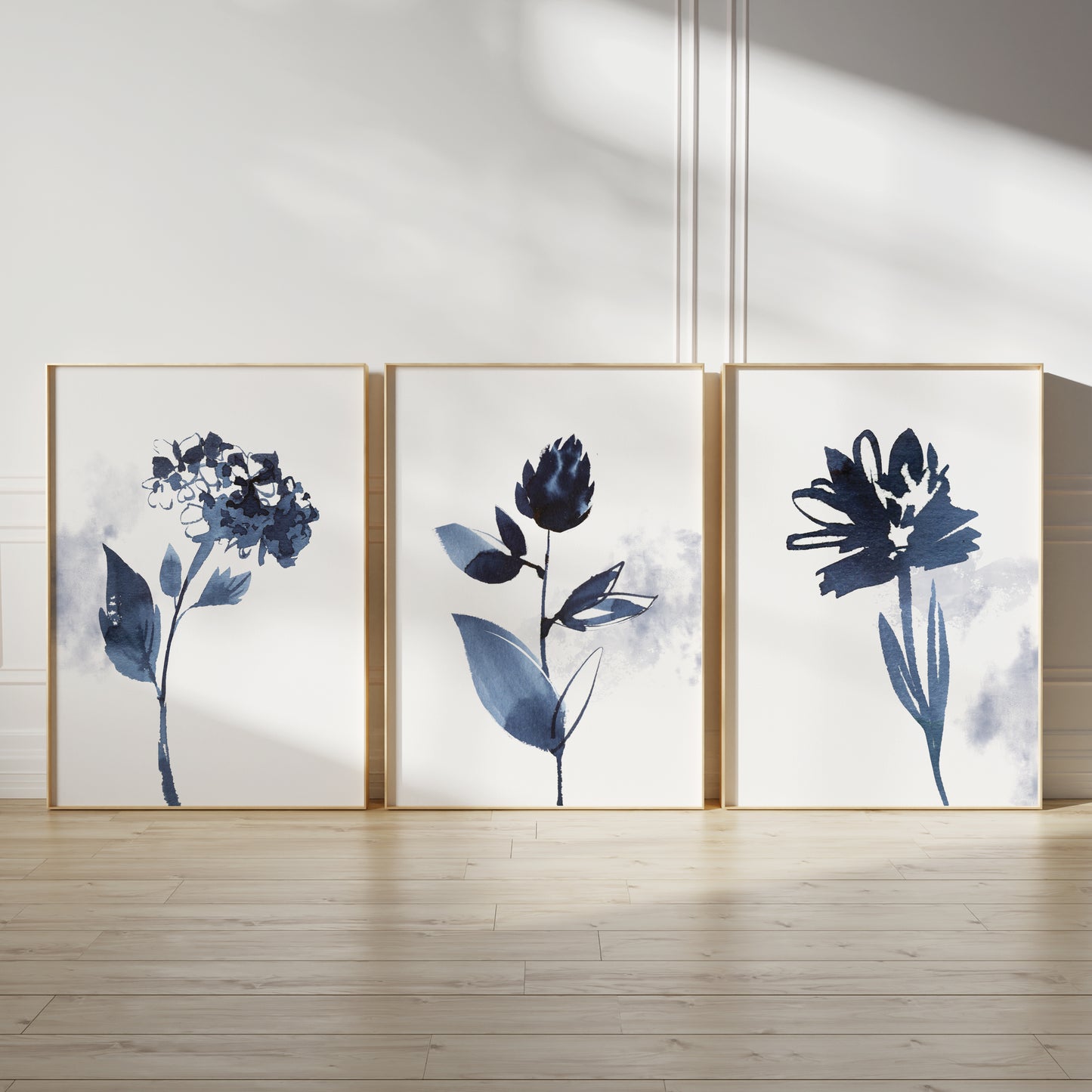 Set of 3 Watercolour Blue Wall Prints