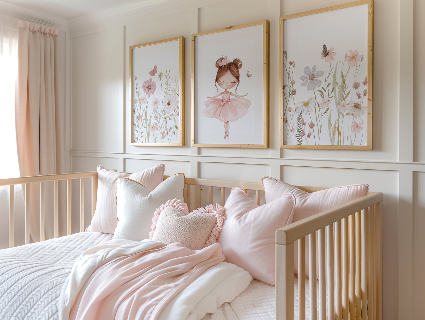 Set of 3 Girls Ballerina Nursery Wall Prints