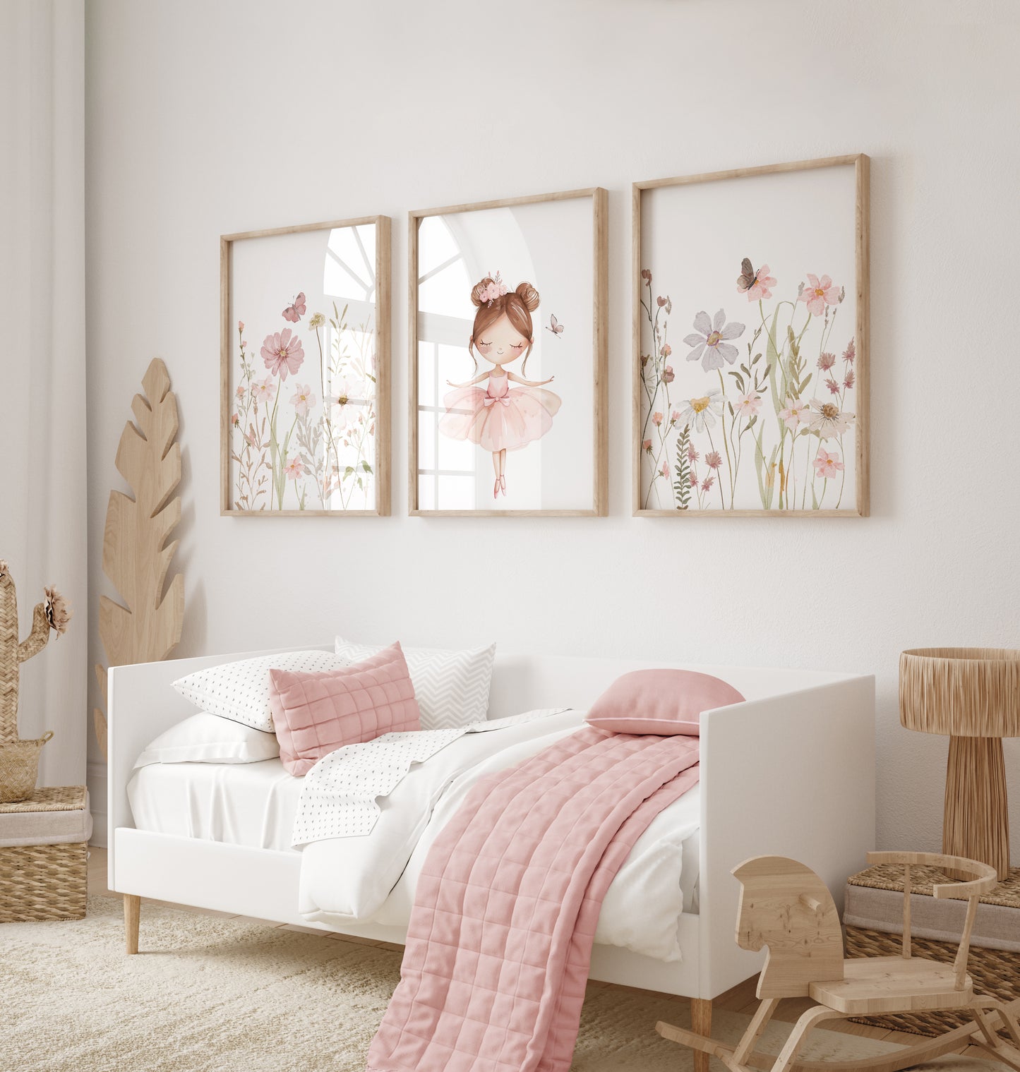 Set of 3 Girls Ballerina Nursery Wall Prints