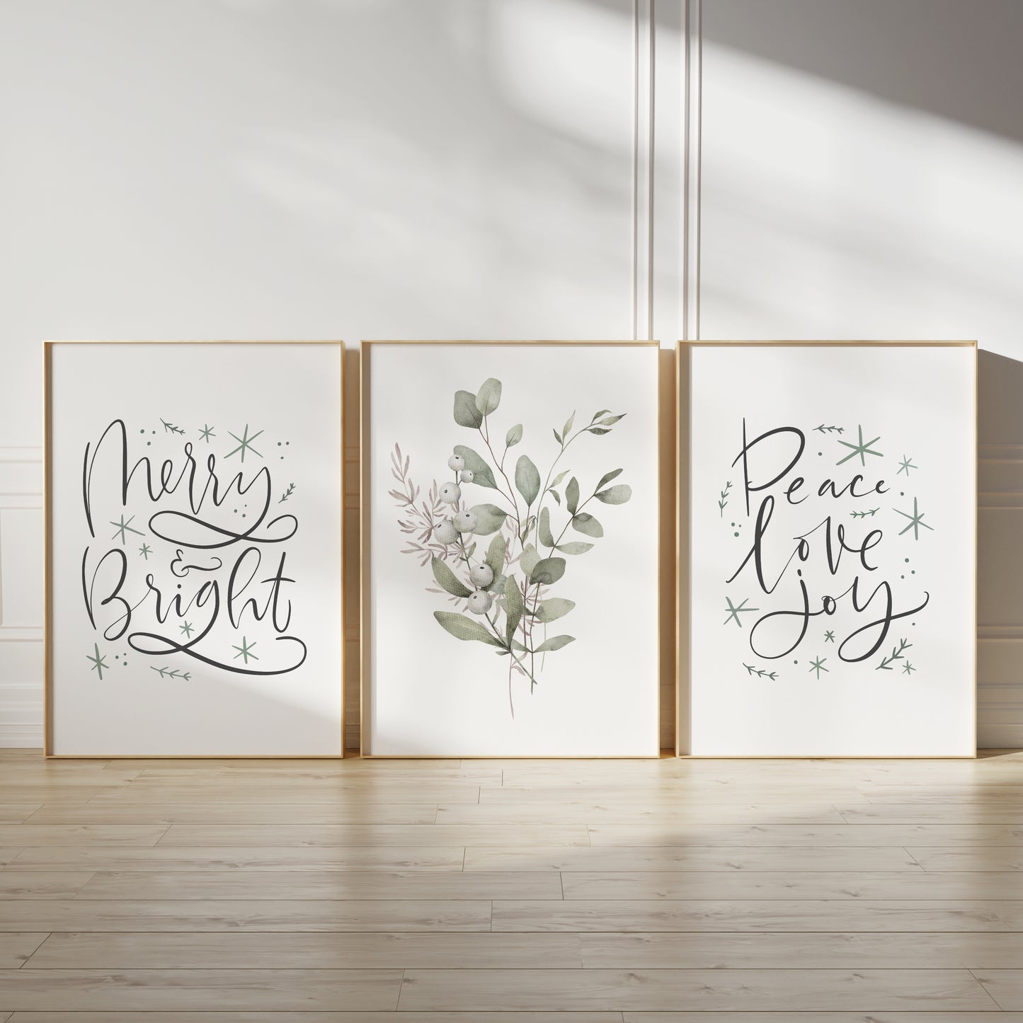 Set of 3 Botanical Christmas Wall Prints
