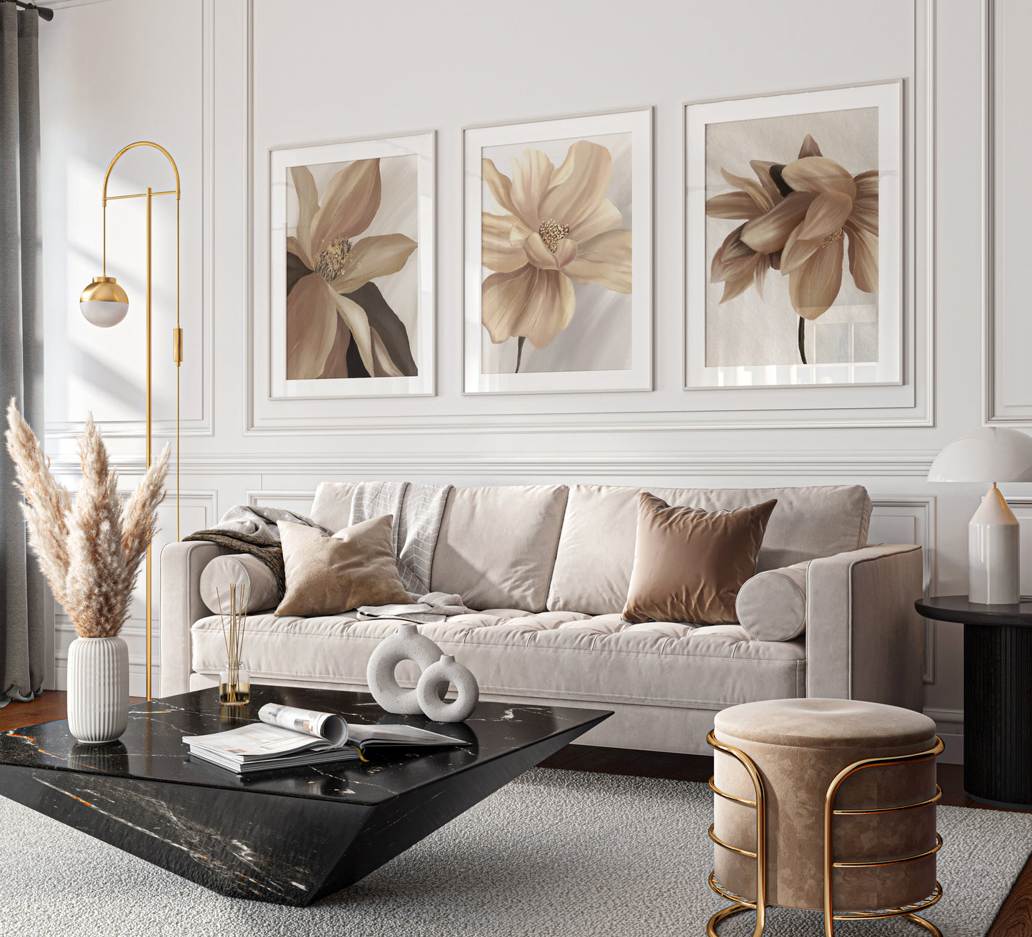 Set of 3 Neutral Botanical Wall Art Prints