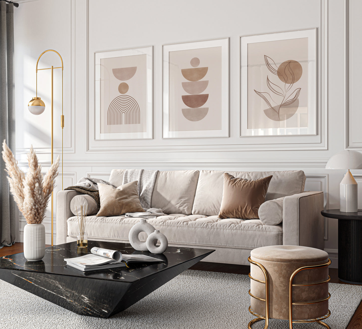 Set of 3 Neutral Boho Wall Art Prints