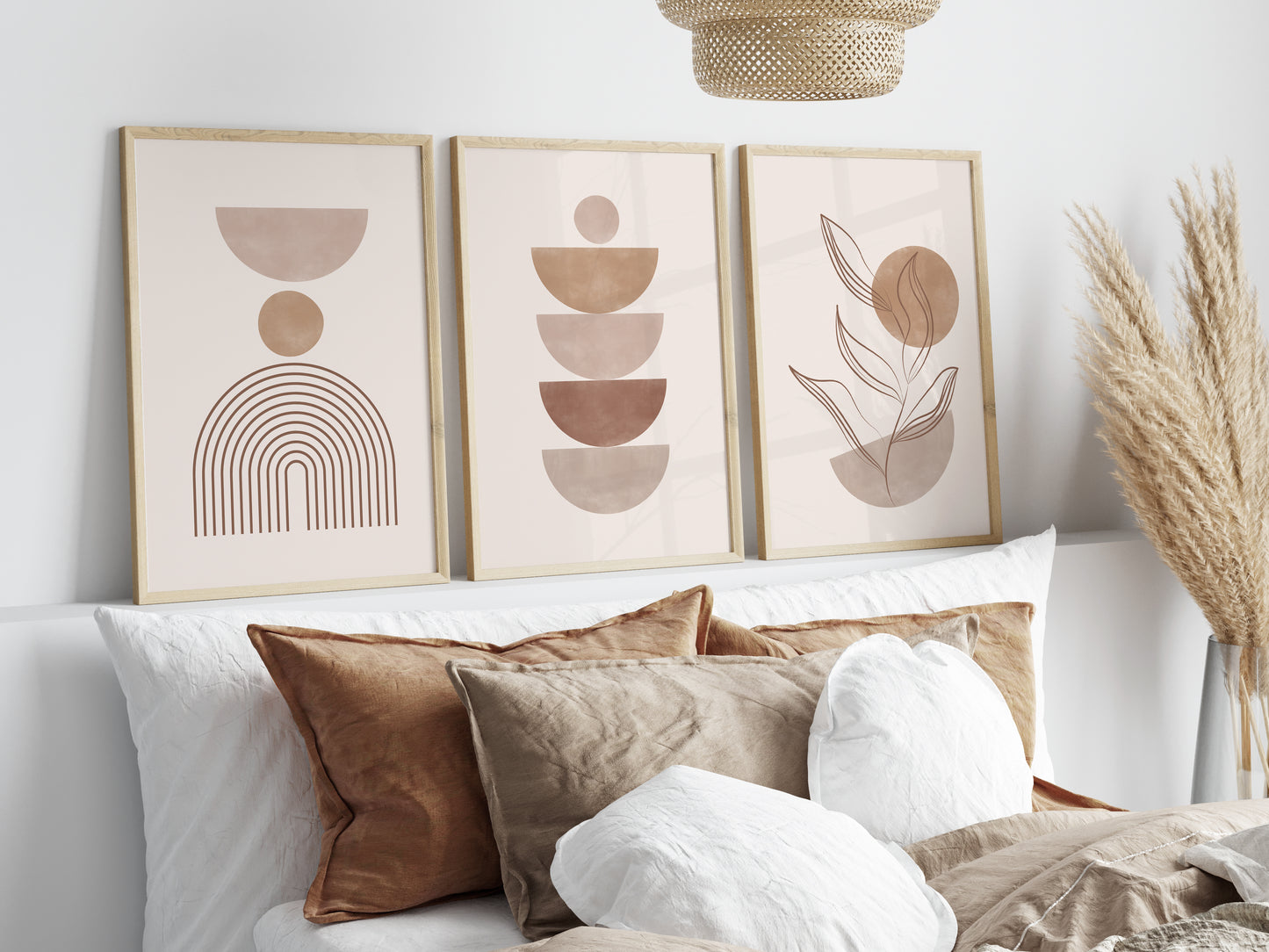 Set of 3 Neutral Boho Wall Art Prints