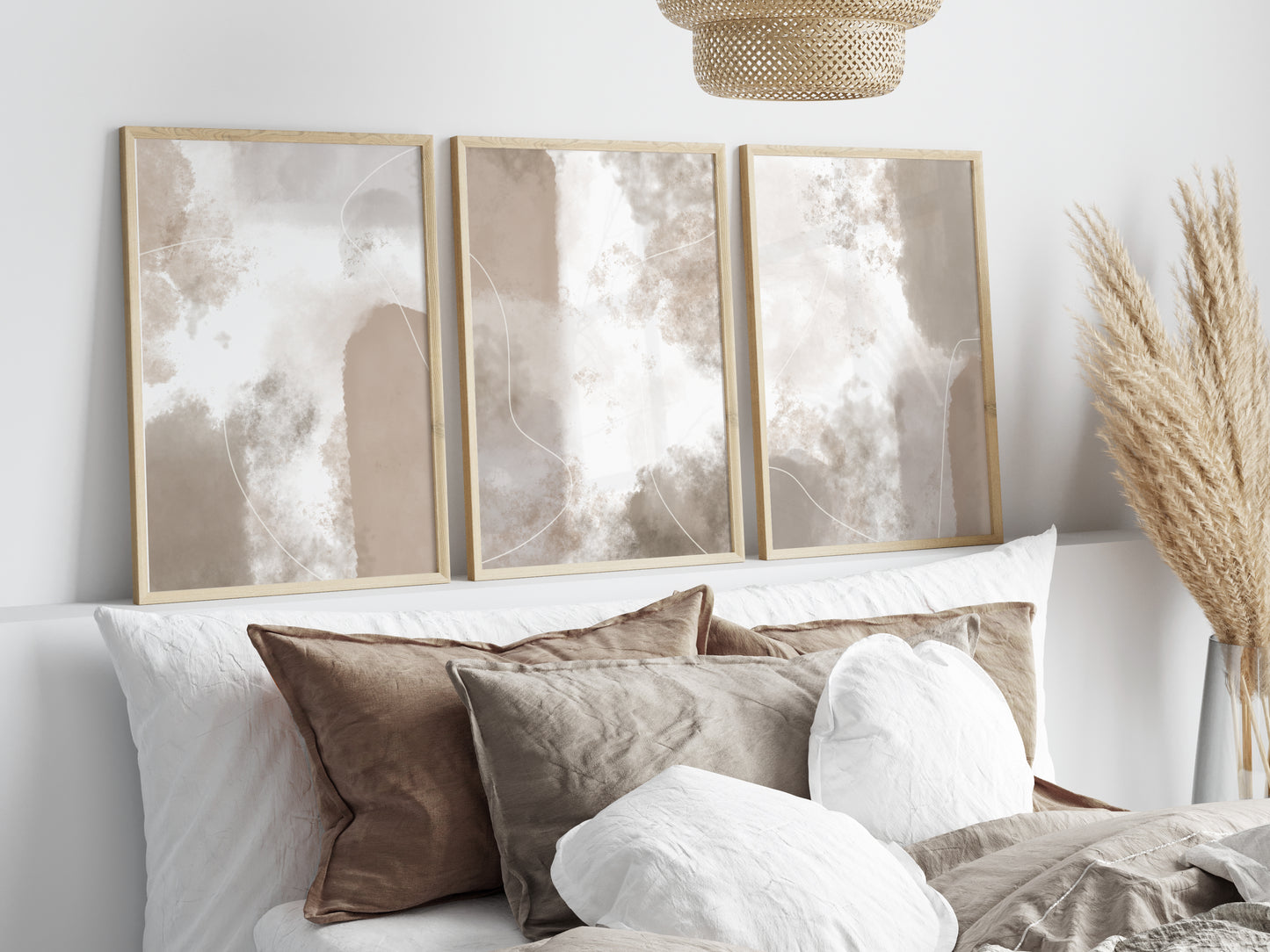 Set of 3 Neutral Watercolour Wall Art Prints