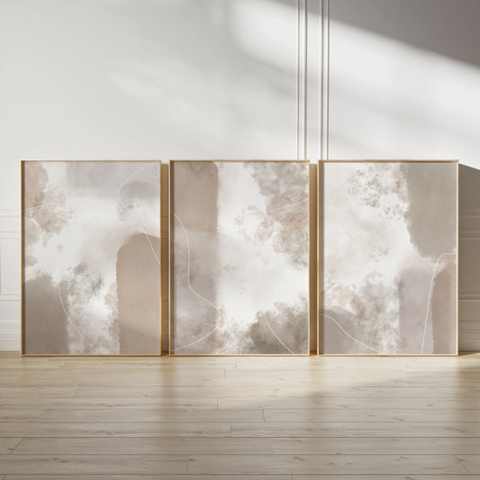 Set of 3 Neutral Watercolour Wall Art Prints