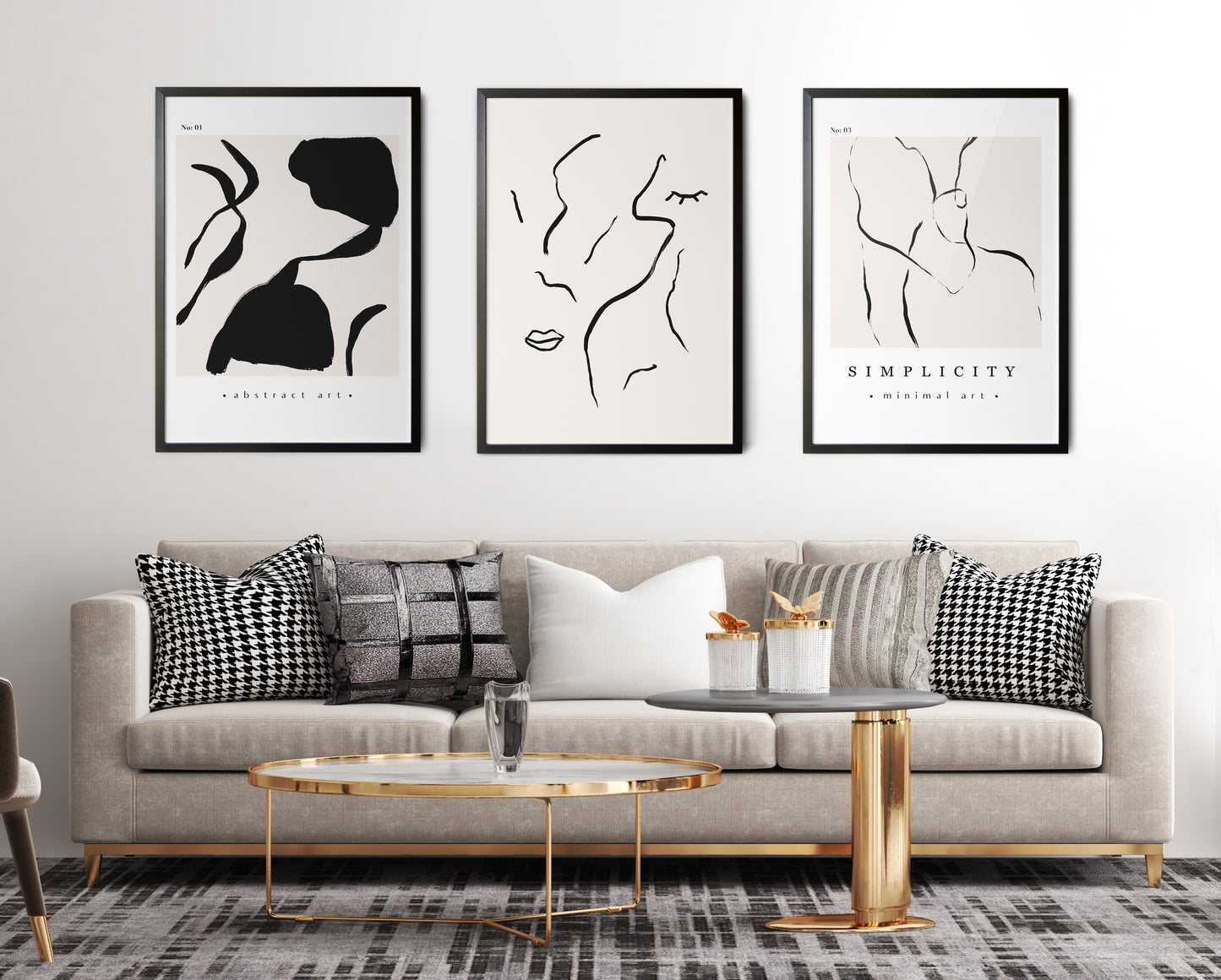 Set of 3 Neutral Modern Abstract Art Prints