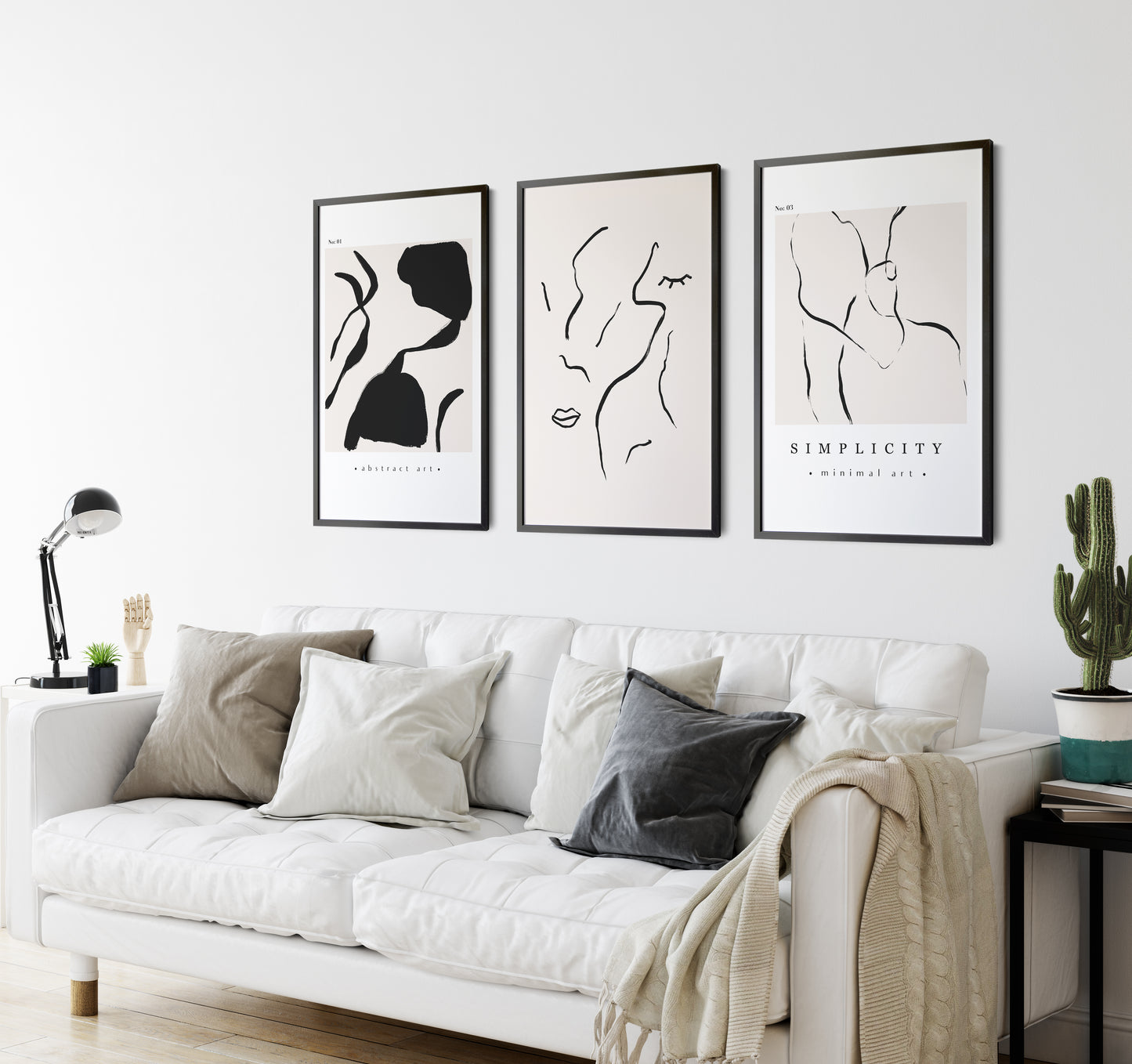 Set of 3 Neutral Modern Abstract Art Prints