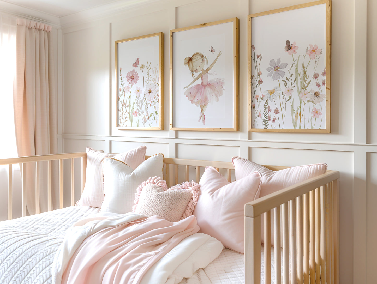 Set of 3 Girls Ballerina Wall Art Prints