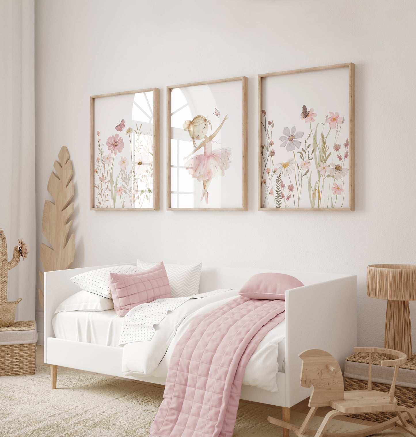 Set of 3 Girls Ballerina Wall Art Prints