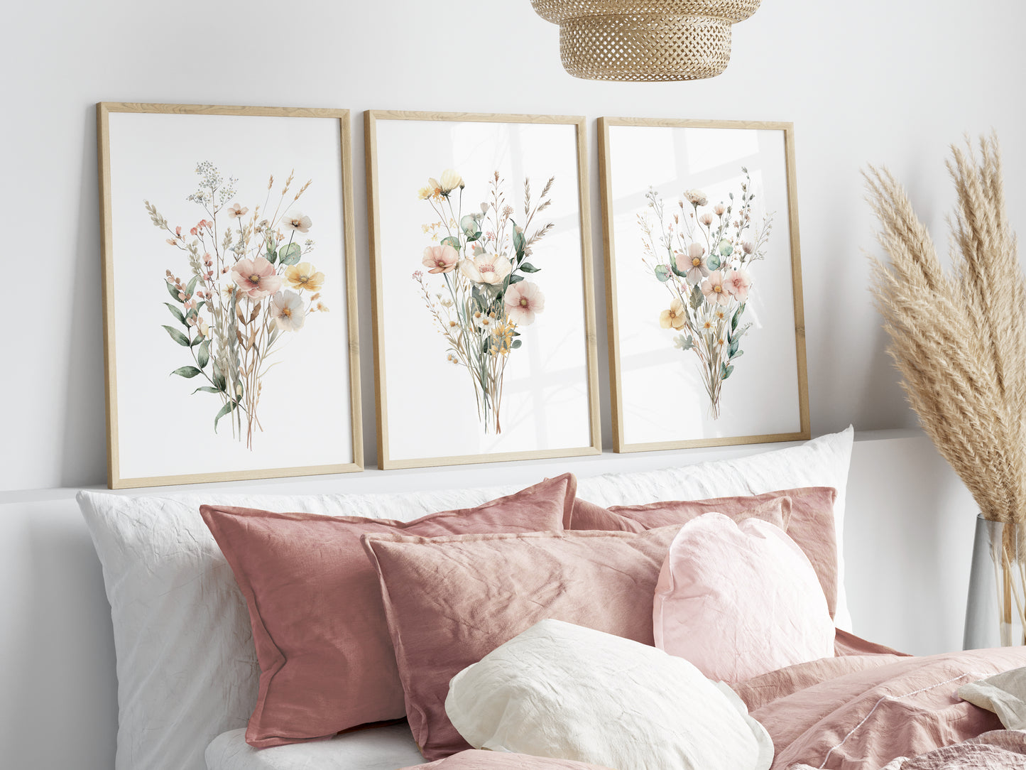 Set of 3 Summer Wildflower Wall Art Prints