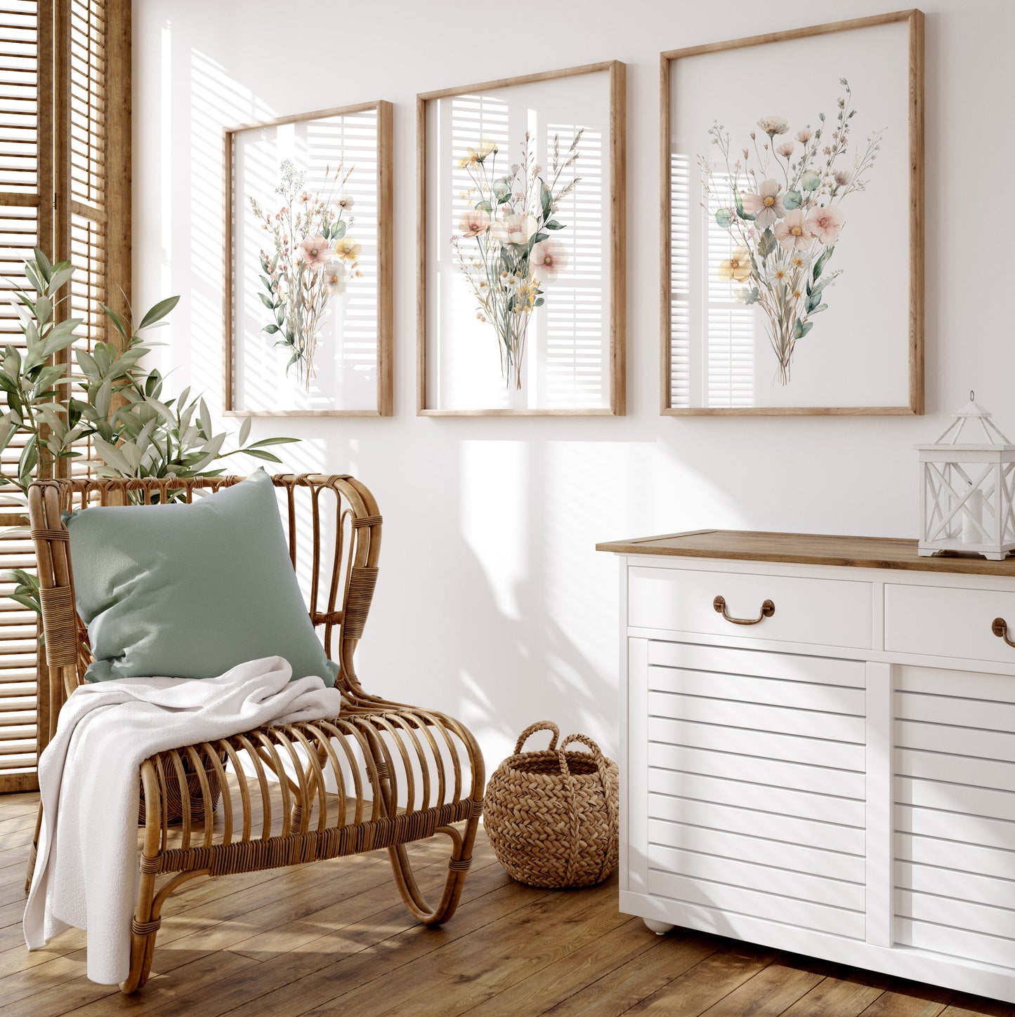 Set of 3 Summer Wildflower Wall Art Prints