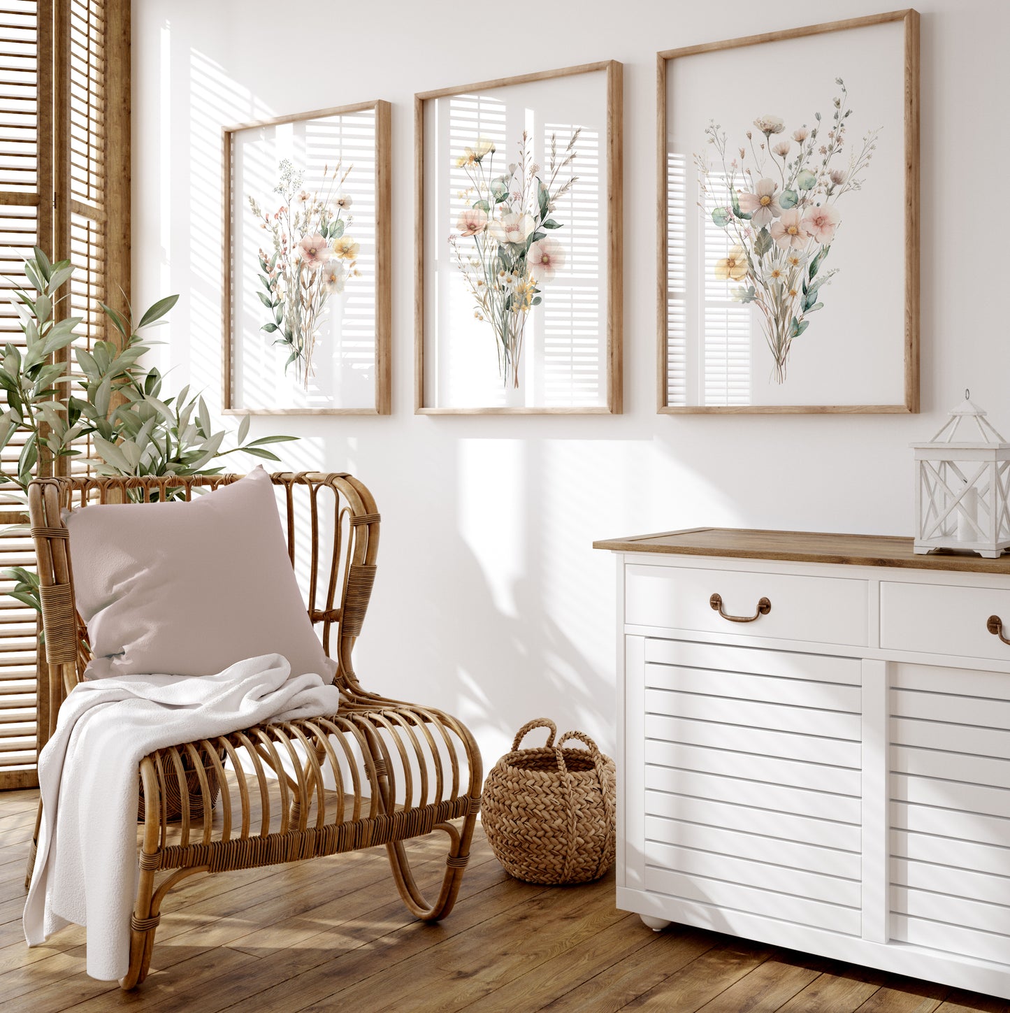 Set of 3 Summer Wildflower Wall Art Prints