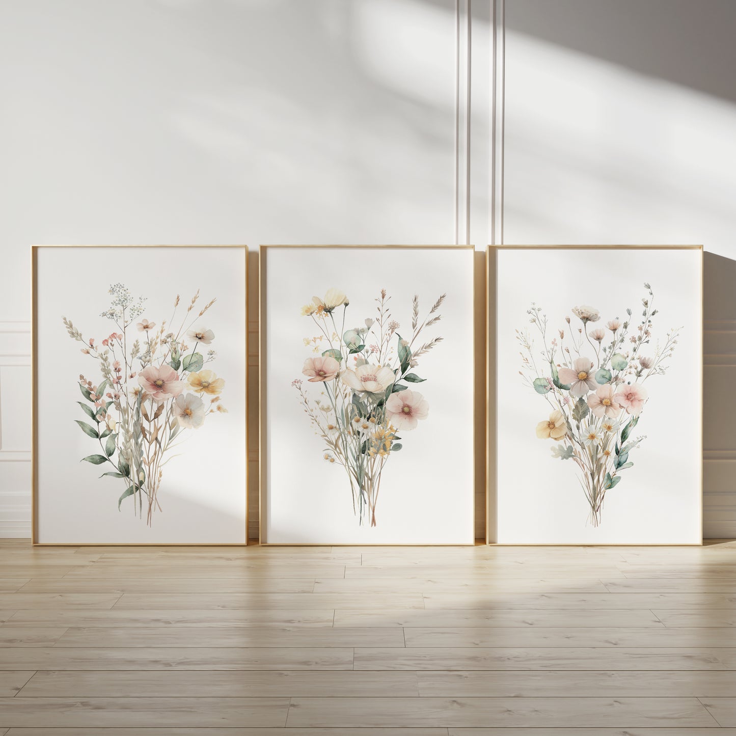 Set of 3 Summer Wildflower Wall Art Prints