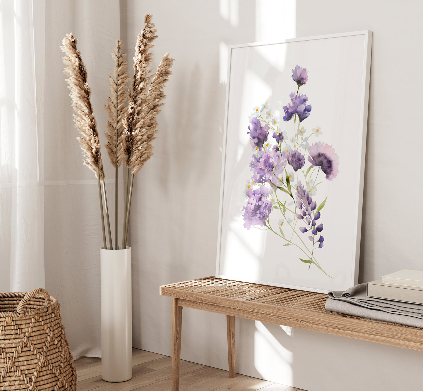 Set of 3 Lilac Floral Wall Art Prints