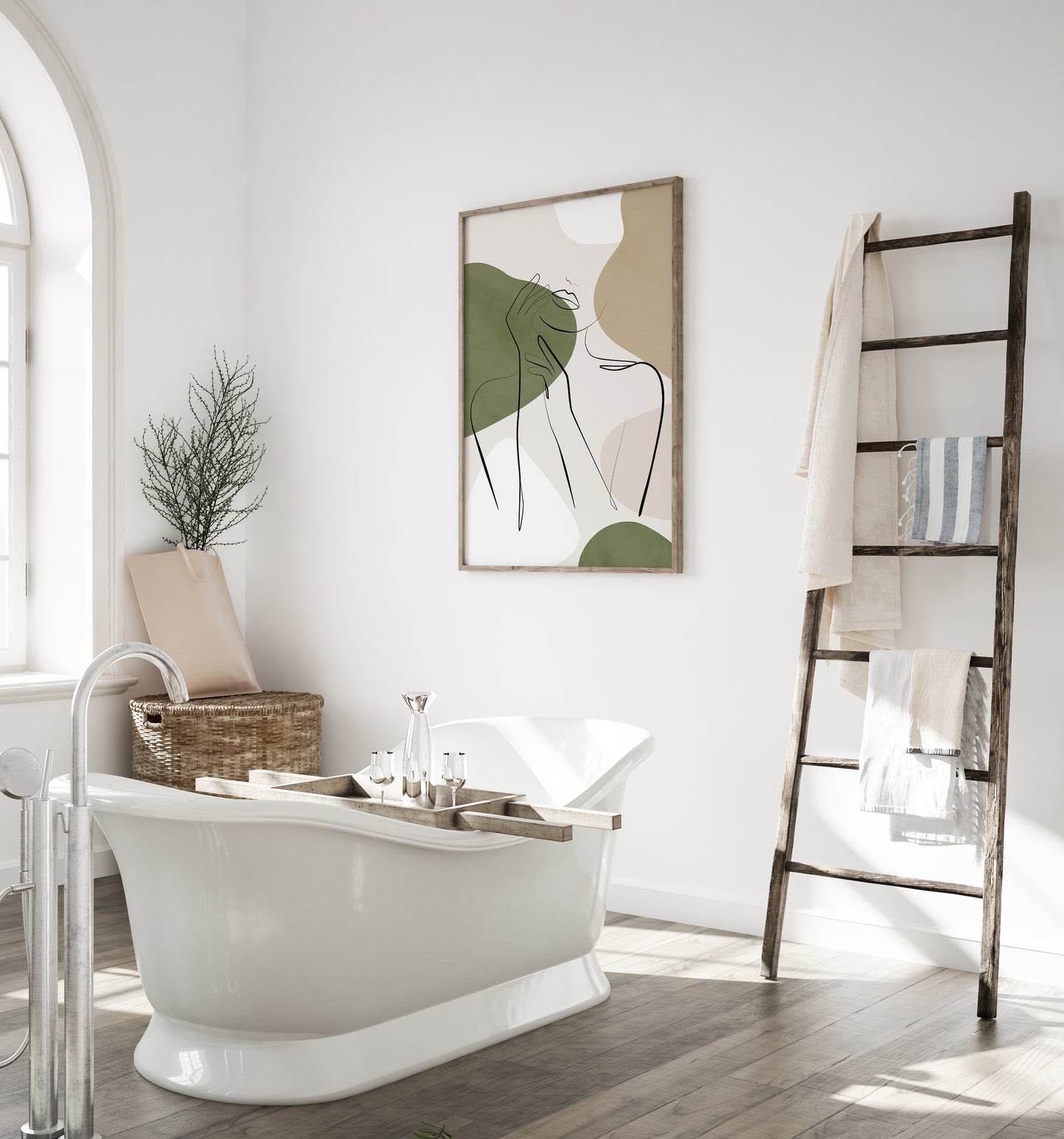 Set of 3 Olive Green Bathroom Wall Prints