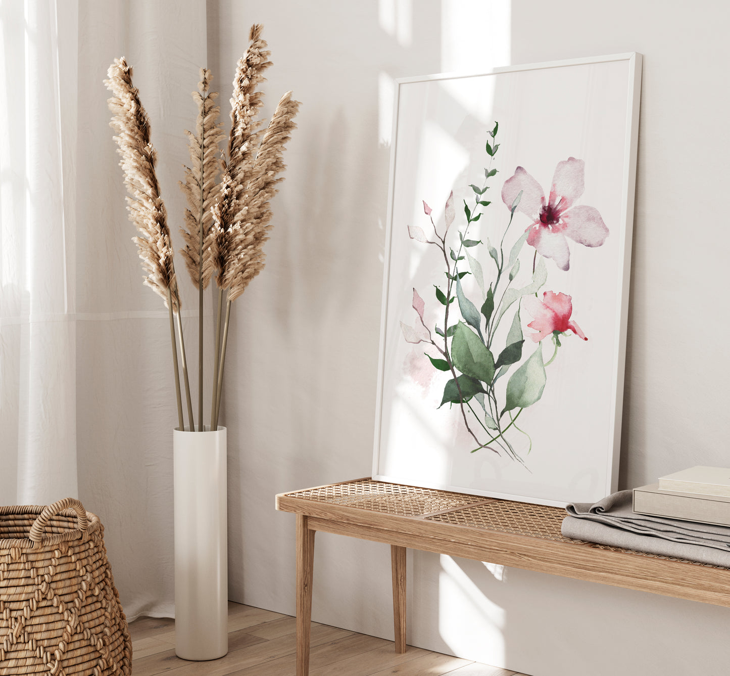 Set of 3 Pink Floral Wall Art Prints