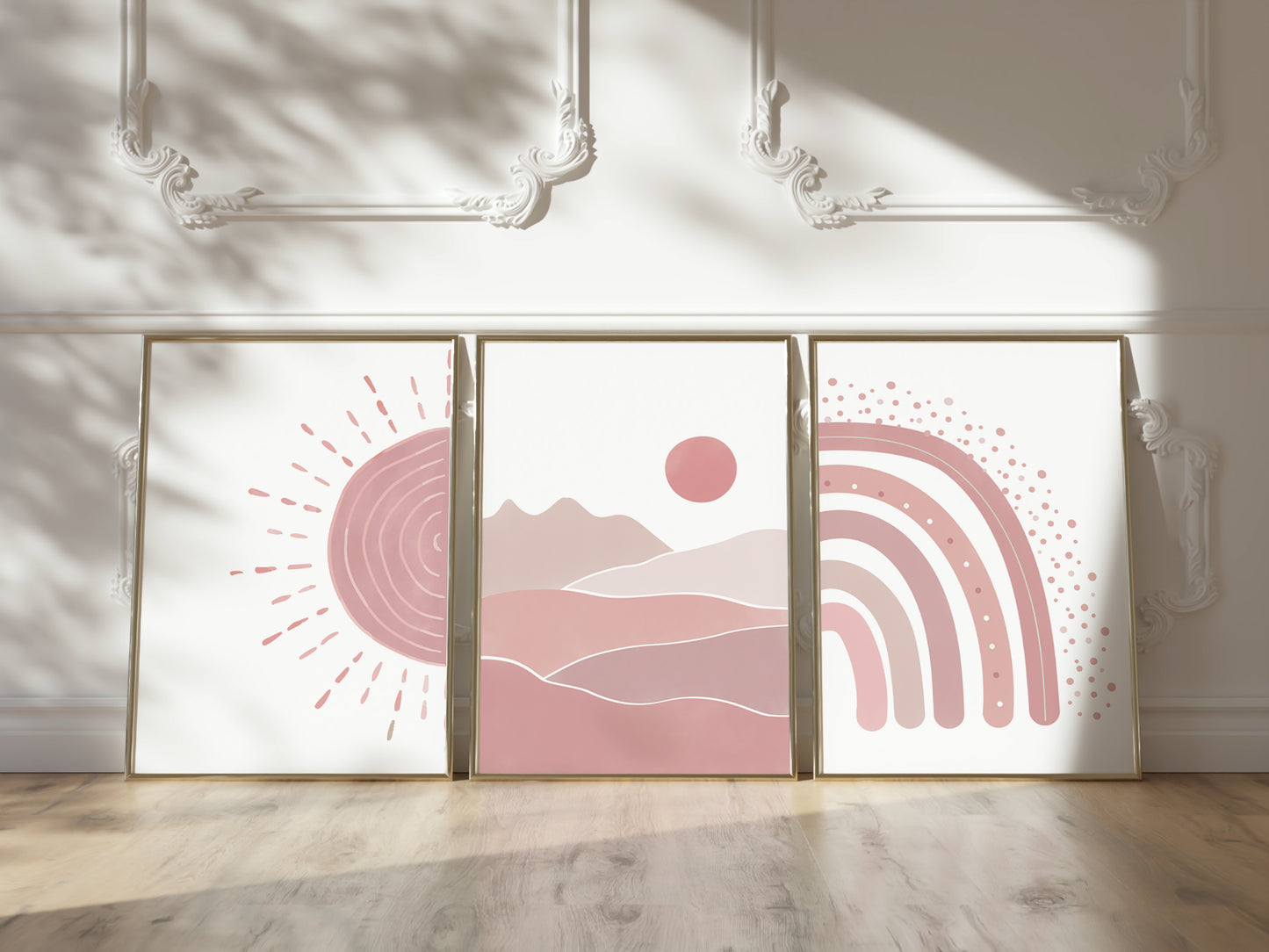 Set of 3 Pink Boho Nursery Wall Prints