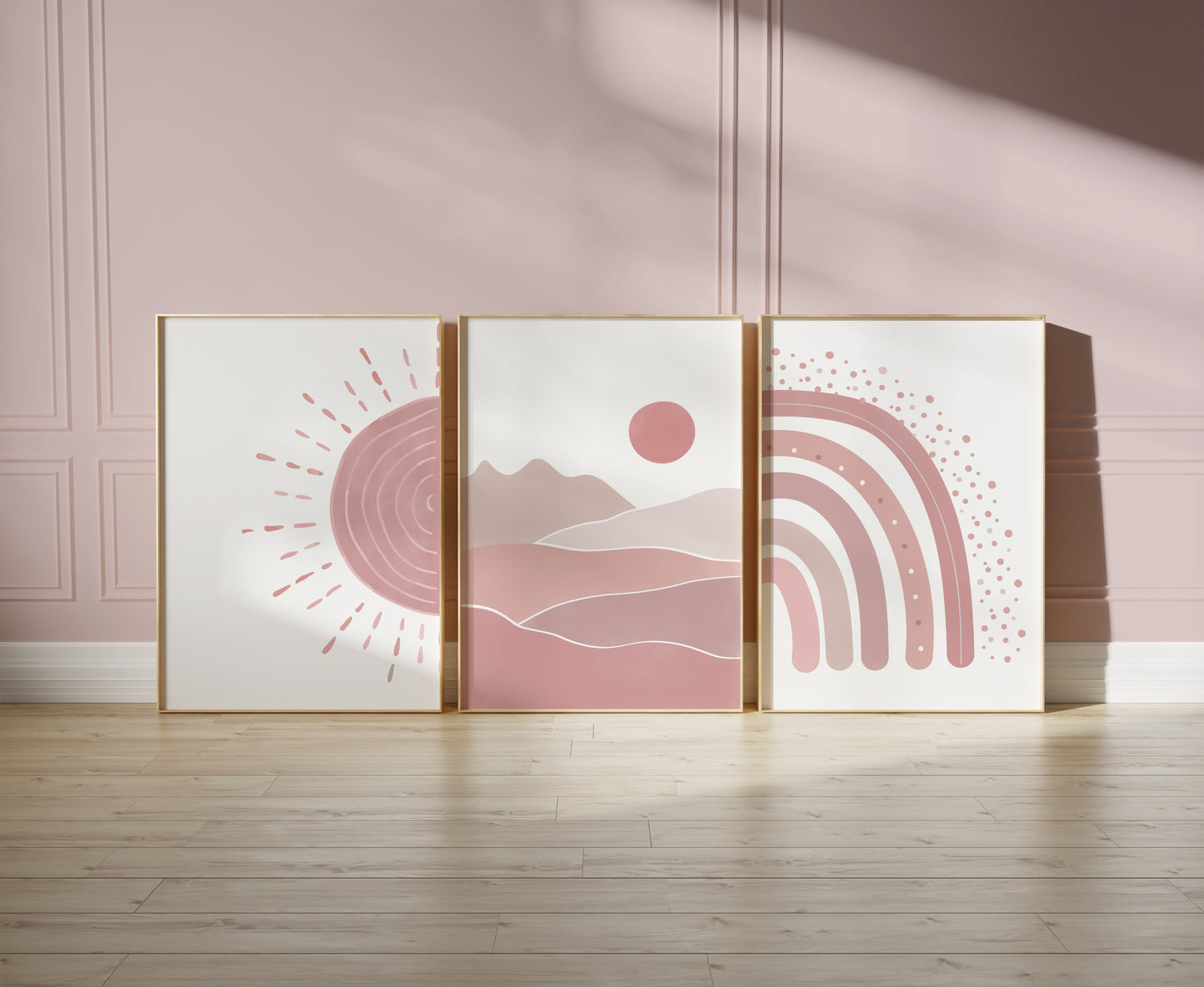 Set of 3 Pink Boho Nursery Wall Prints