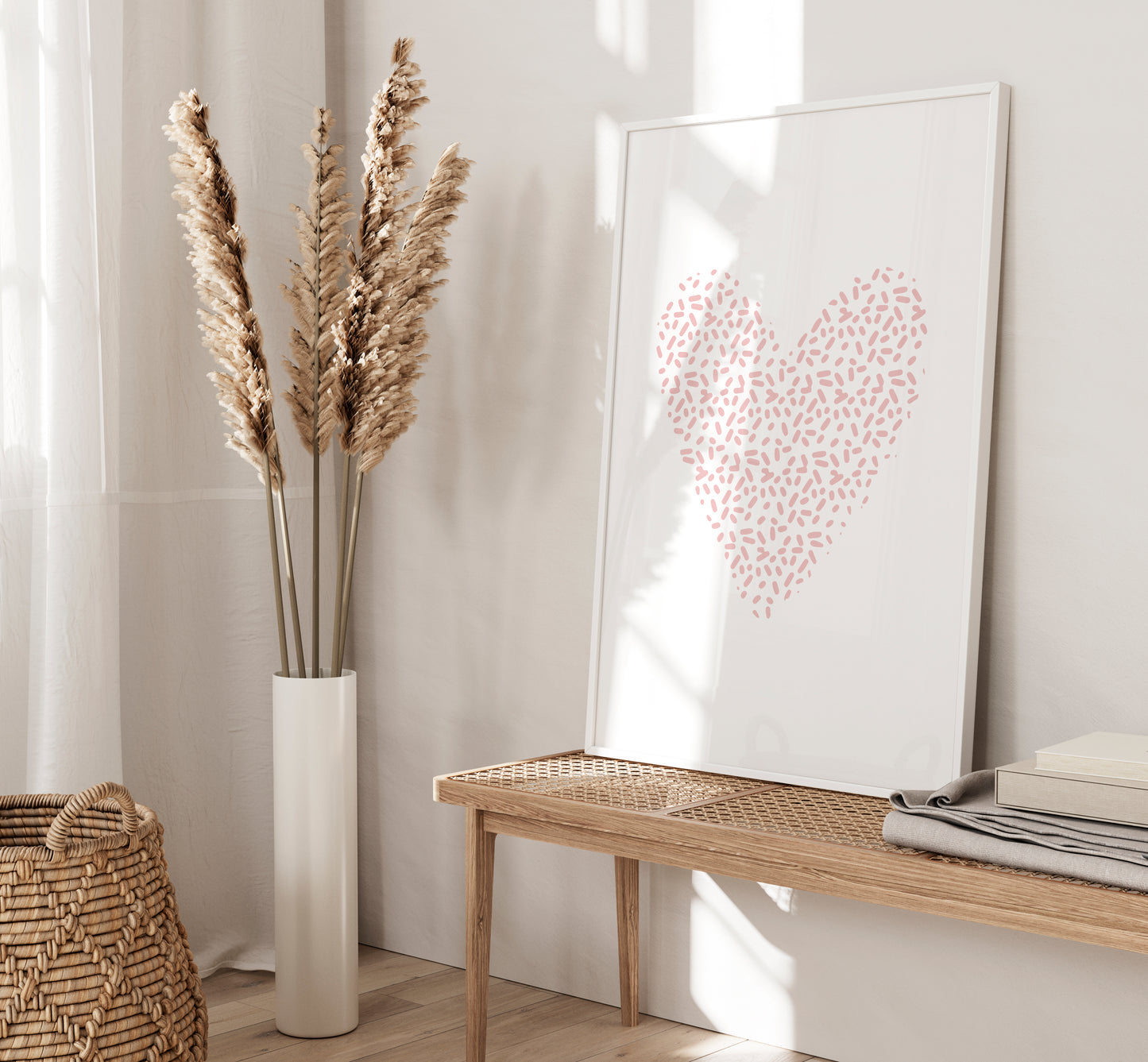 Set of 3 Blush Pink Love Heart Wall Prints