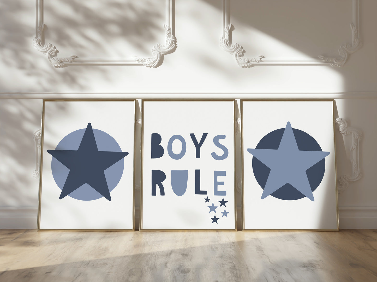 Set of 3 Navy Star Boys Bedroom Prints