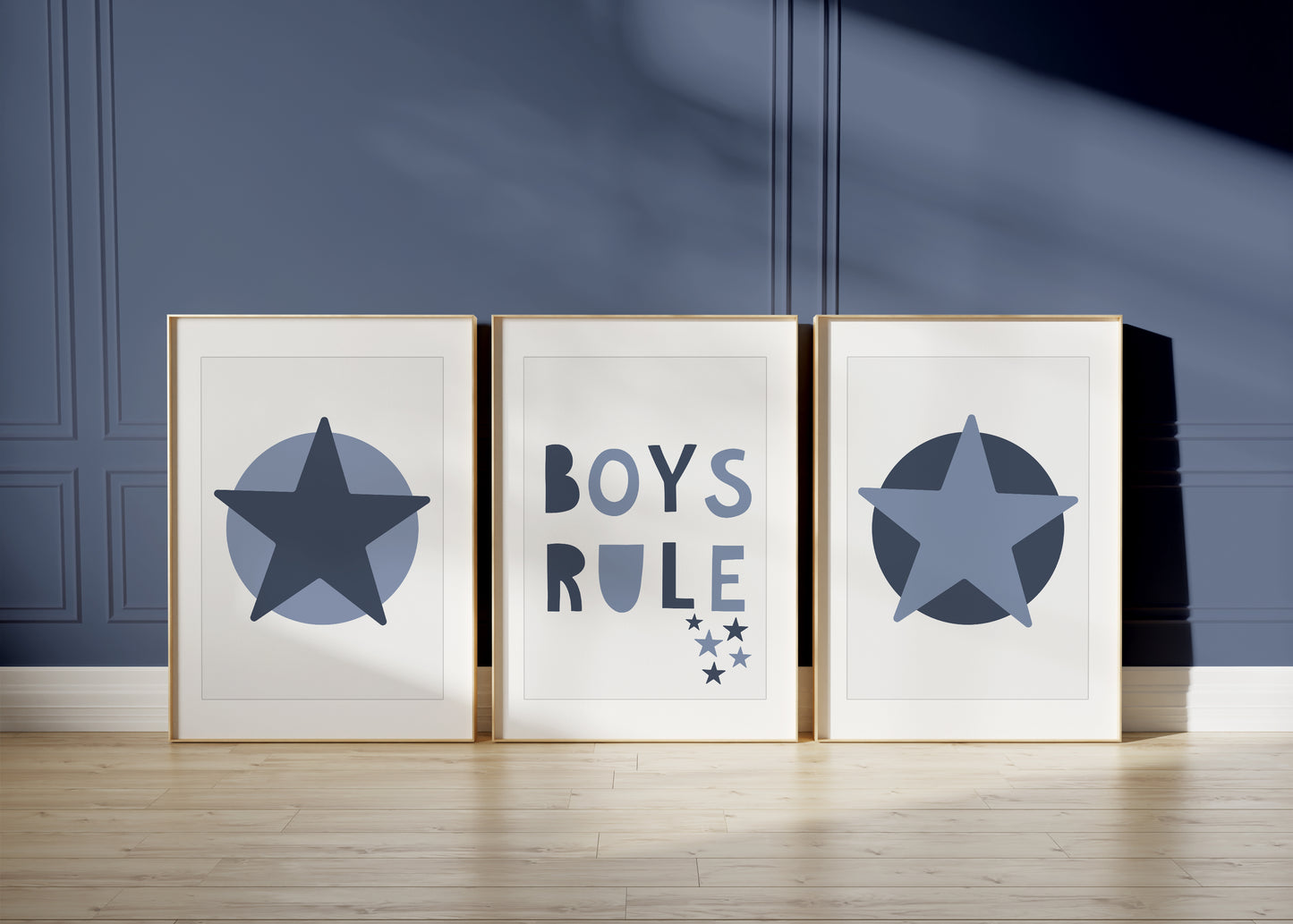 Set of 3 Navy Star Boys Bedroom Prints