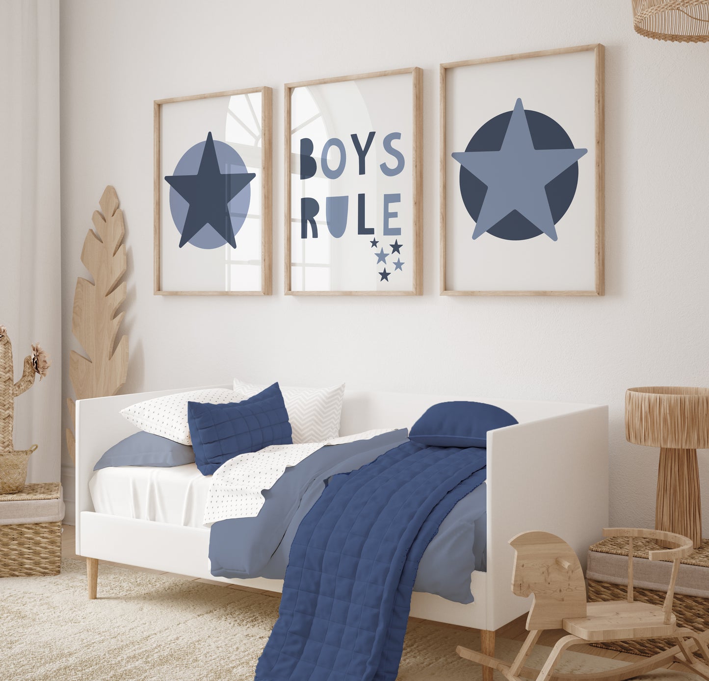 Set of 3 Navy Star Boys Bedroom Prints
