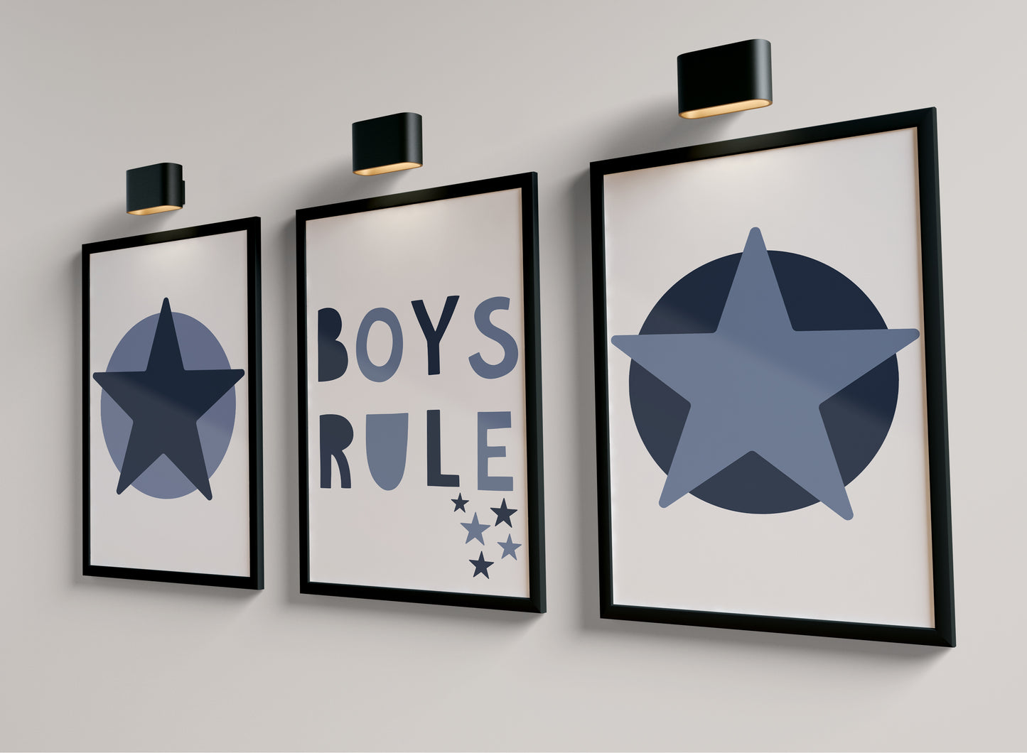 Set of 3 Navy Star Boys Bedroom Prints