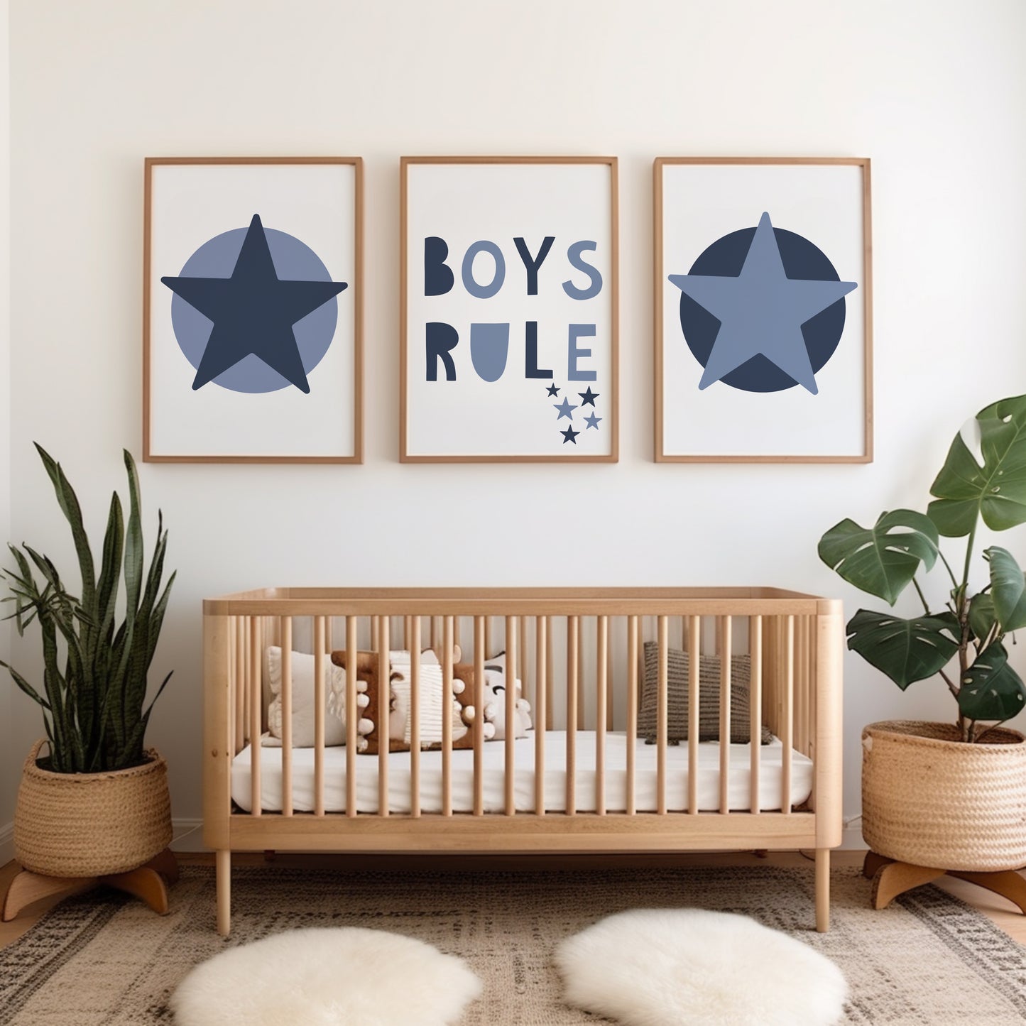 Set of 3 Navy Star Boys Bedroom Prints
