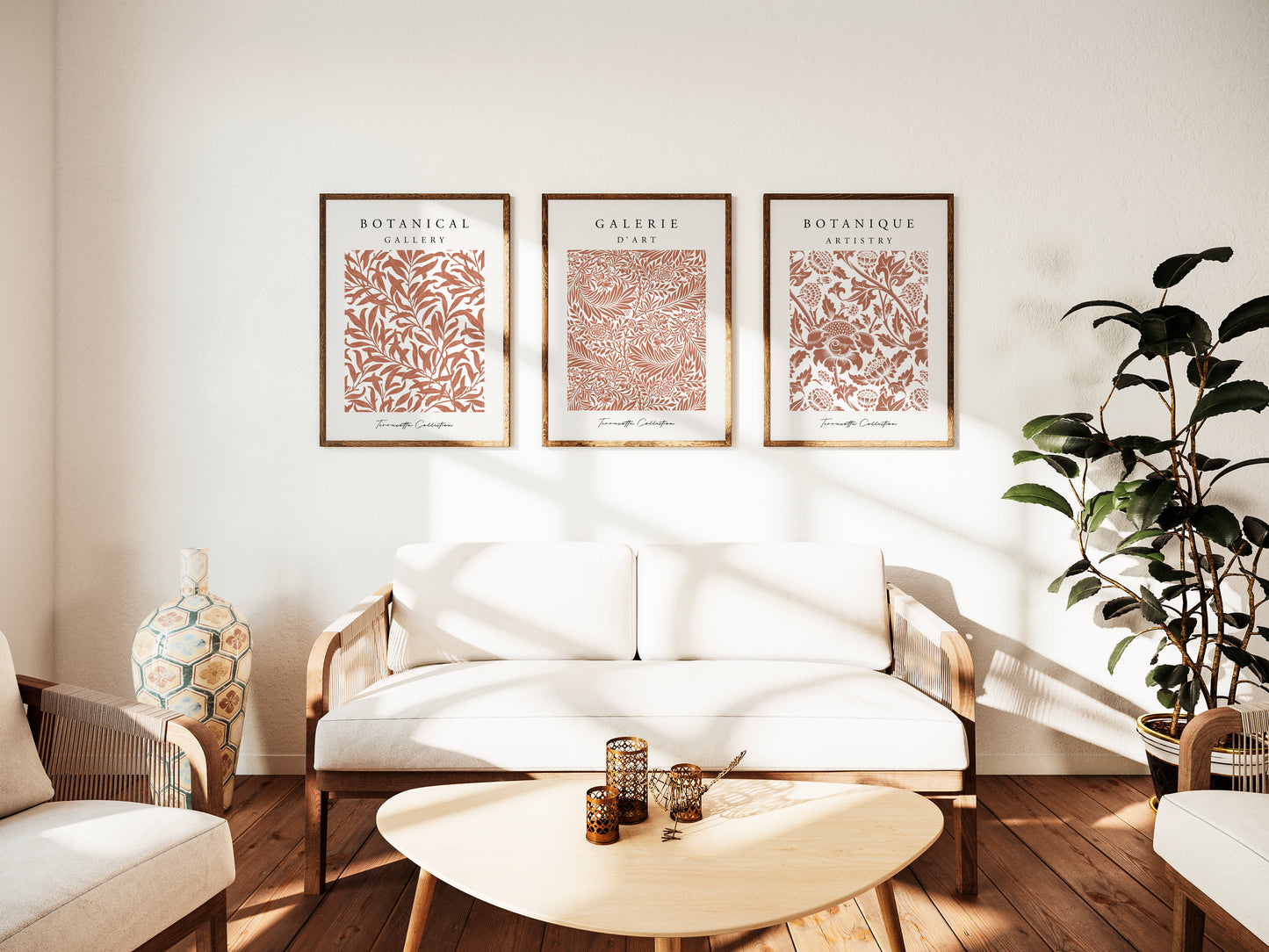 Set of 3 Terracotta Wall Art Prints